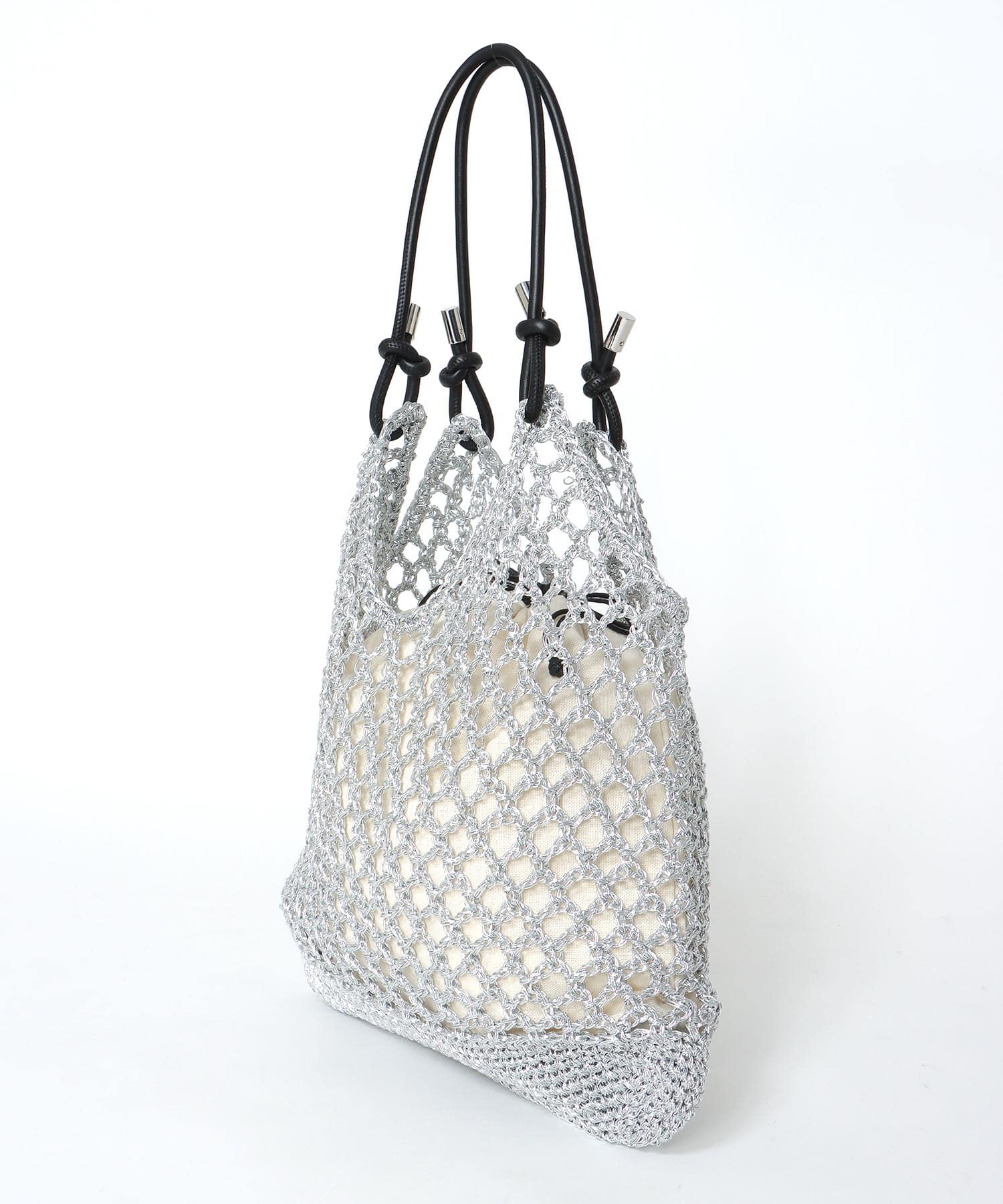 メタリックコードメッシュバッグ