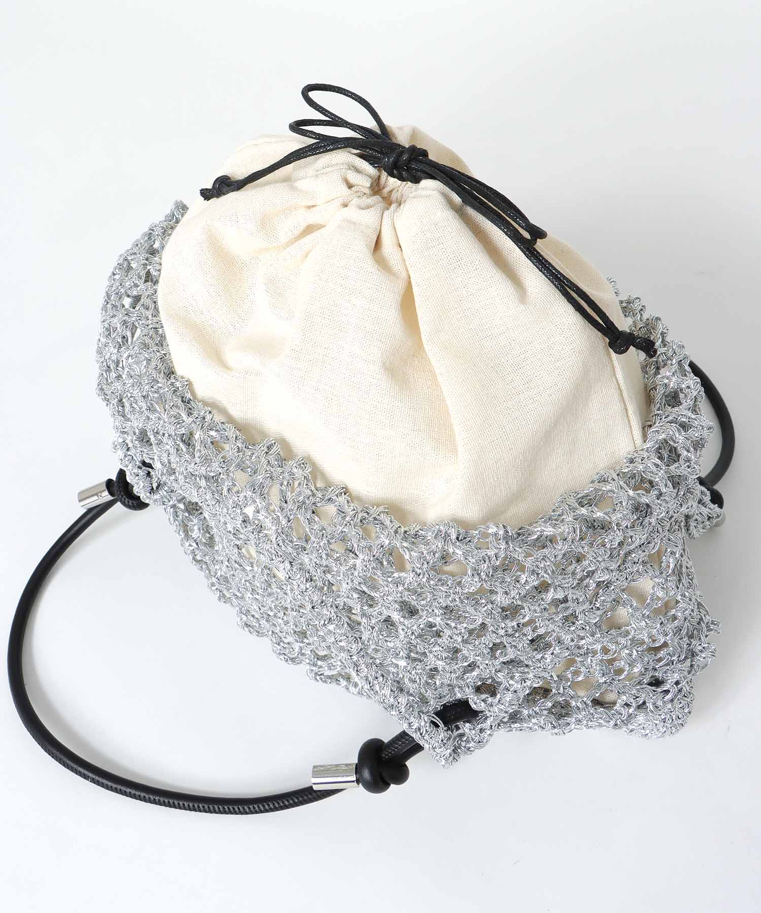 メタリックコードメッシュバッグ