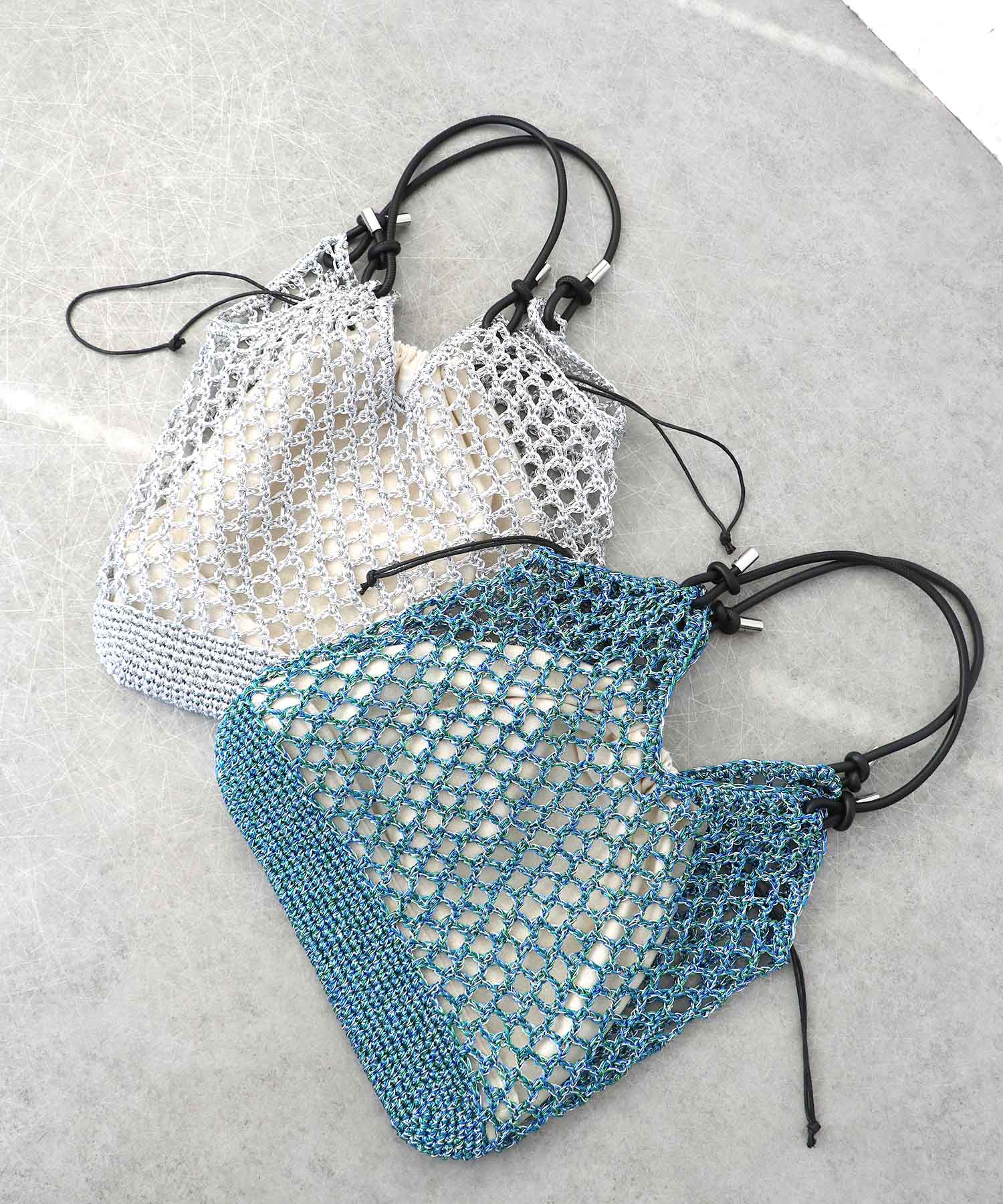 メタリックコードメッシュバッグ