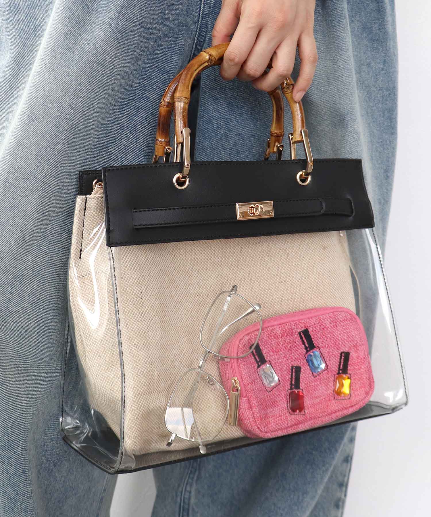 ネイルビジュー刺繍ポーチ