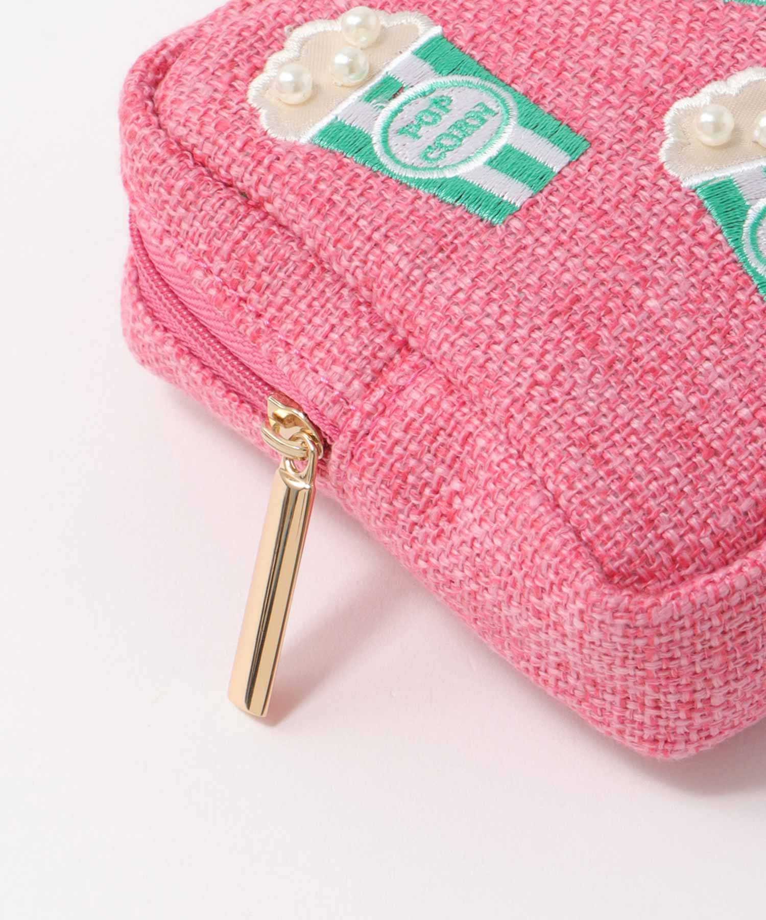 ポップコーン刺繍ポーチ