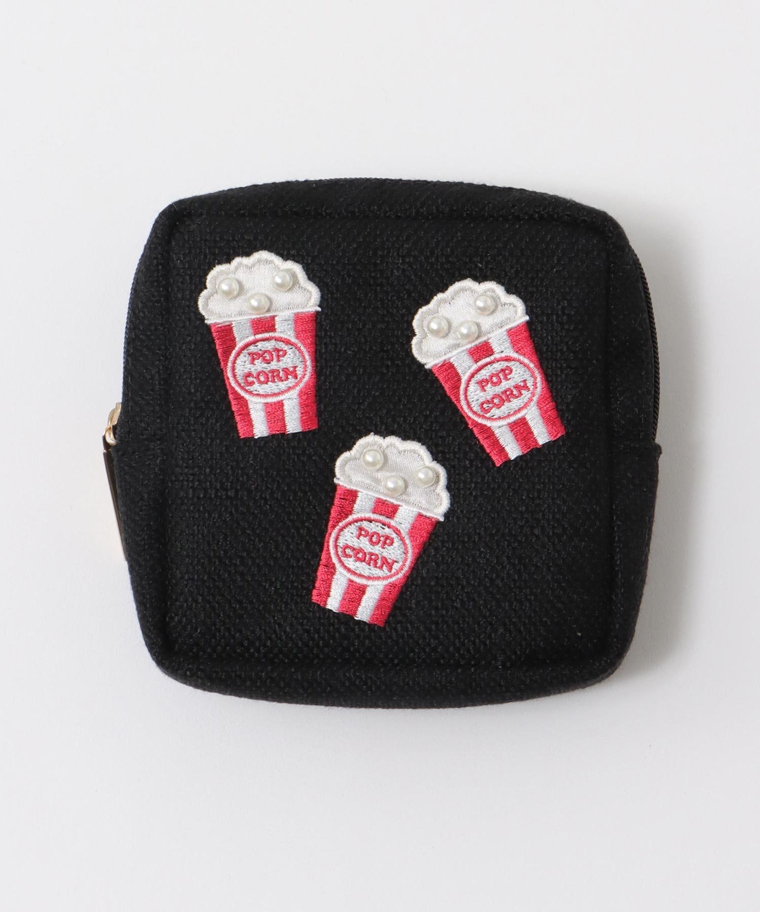 ポップコーン刺繍ポーチ