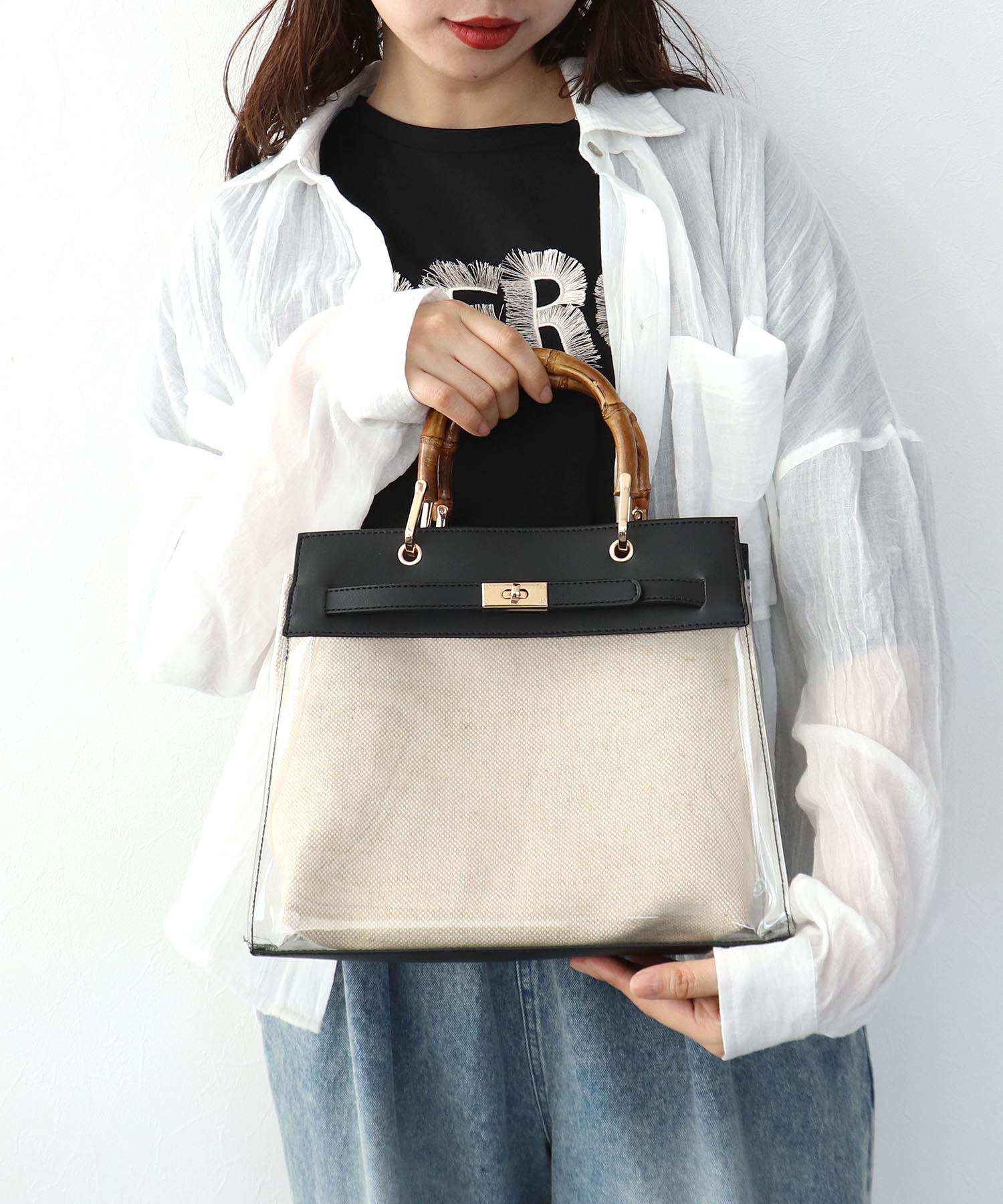 バンブーハンドル2Wayクリアバッグ