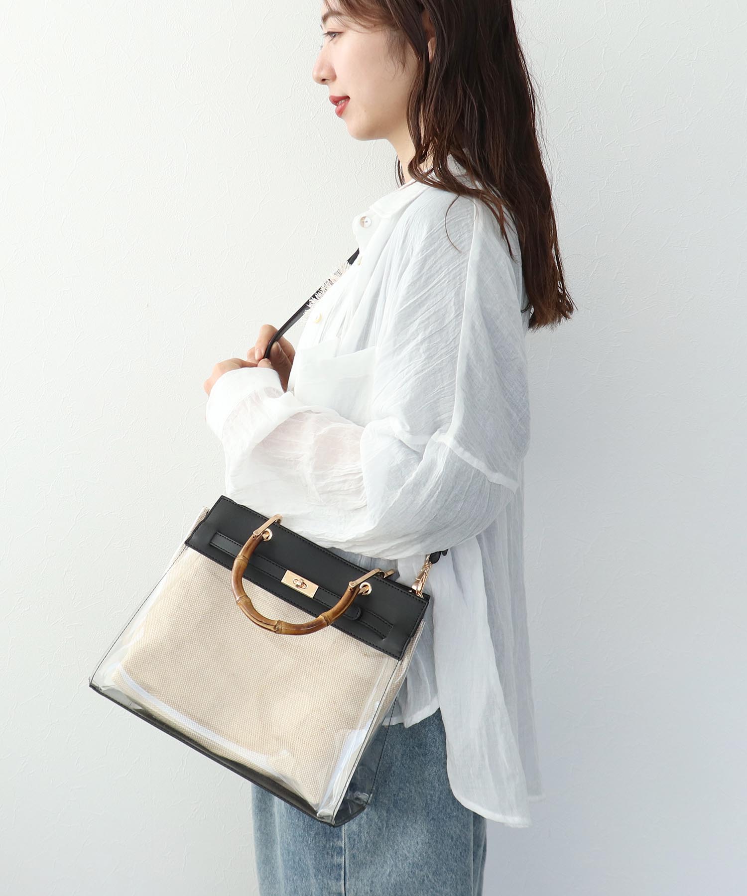 バンブーハンドル2Wayクリアバッグ