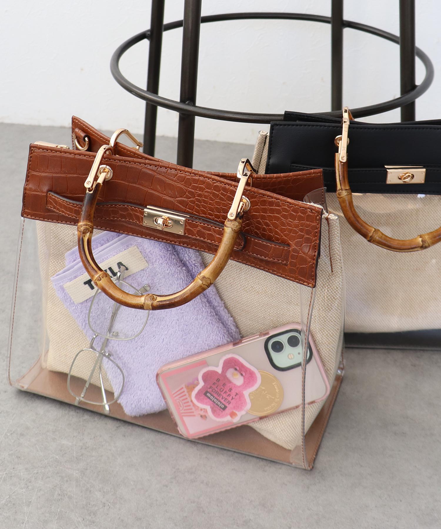 バンブーハンドル2Wayクリアバッグ