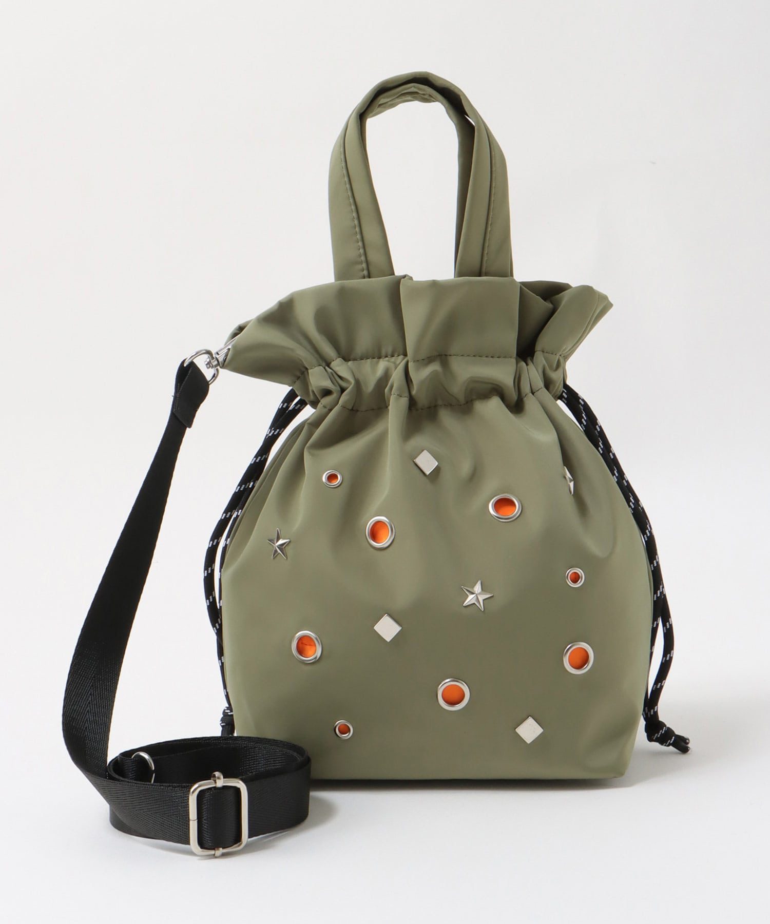 スタッズ巾着ショルダーバッグ