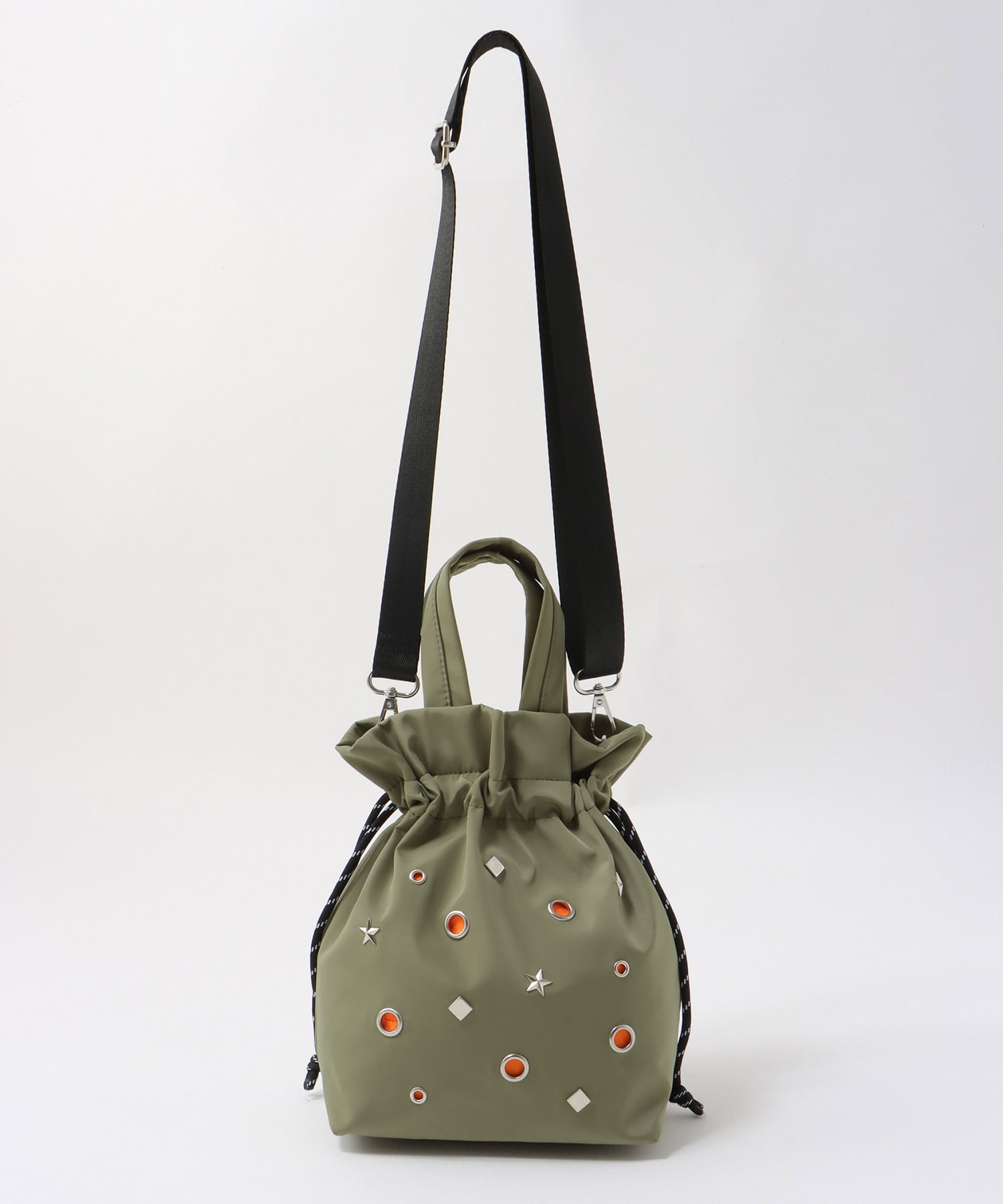 スタッズ巾着ショルダーバッグ