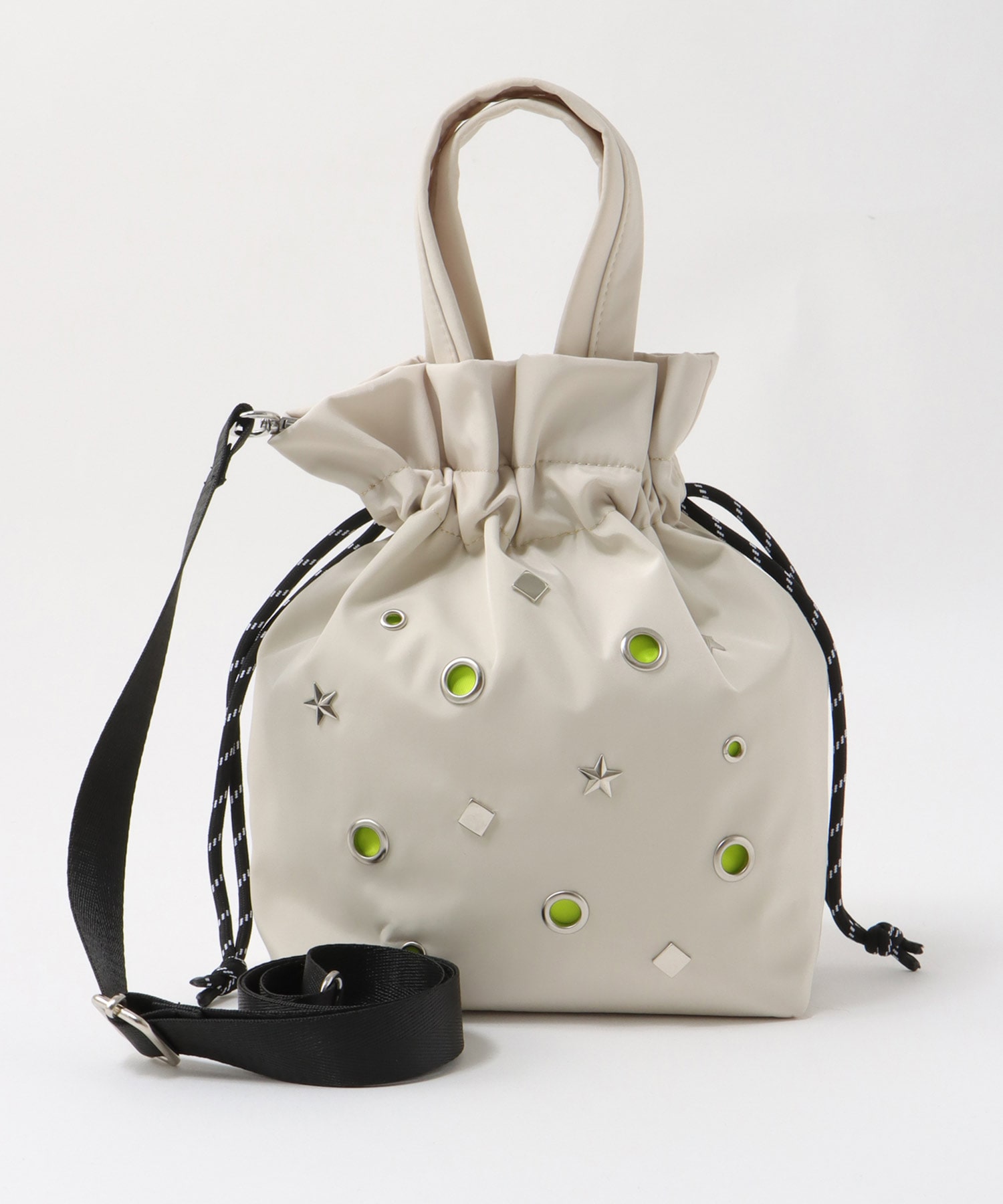 スタッズ巾着ショルダーバッグ