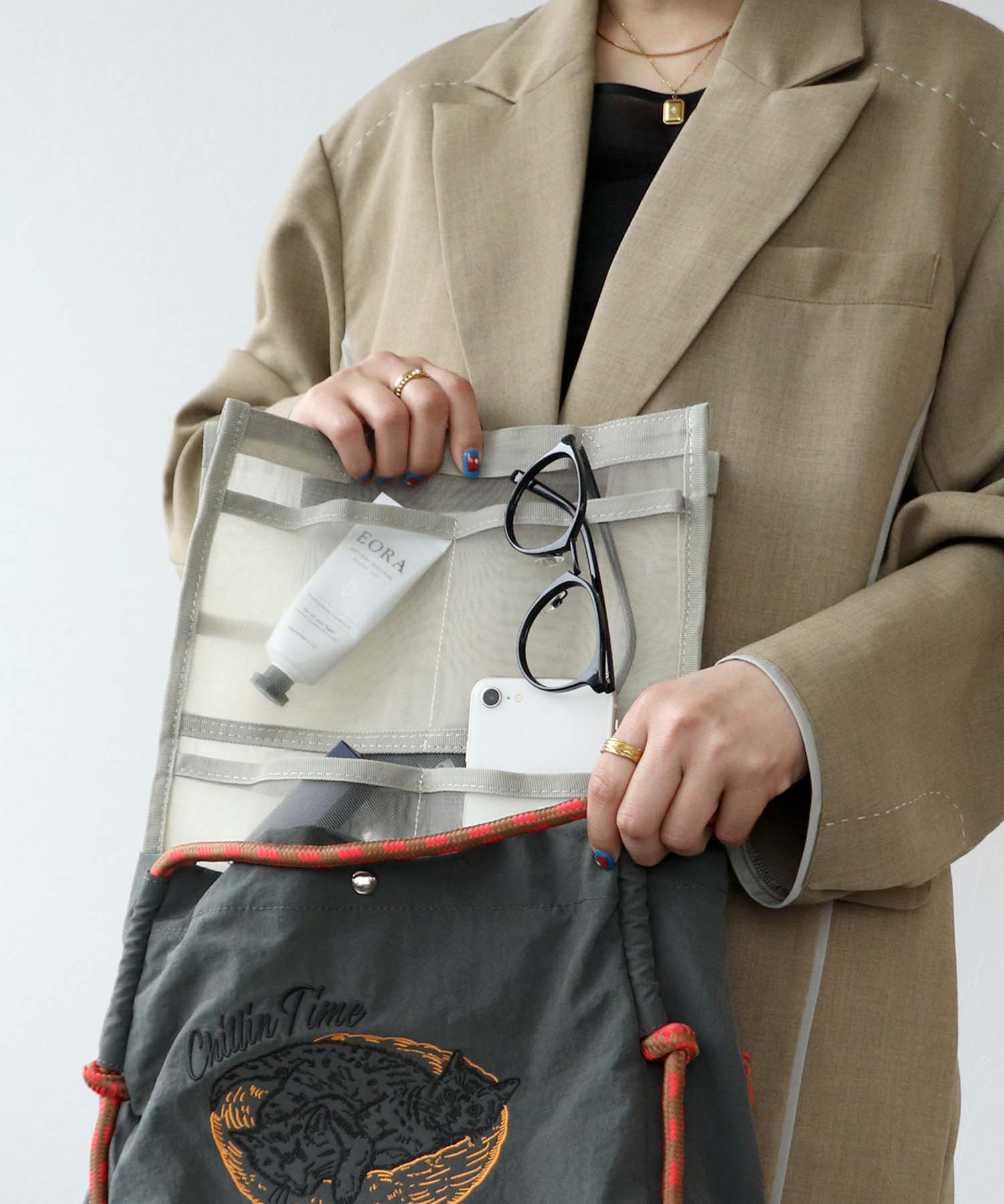 チュール縦型バッグインバッグ