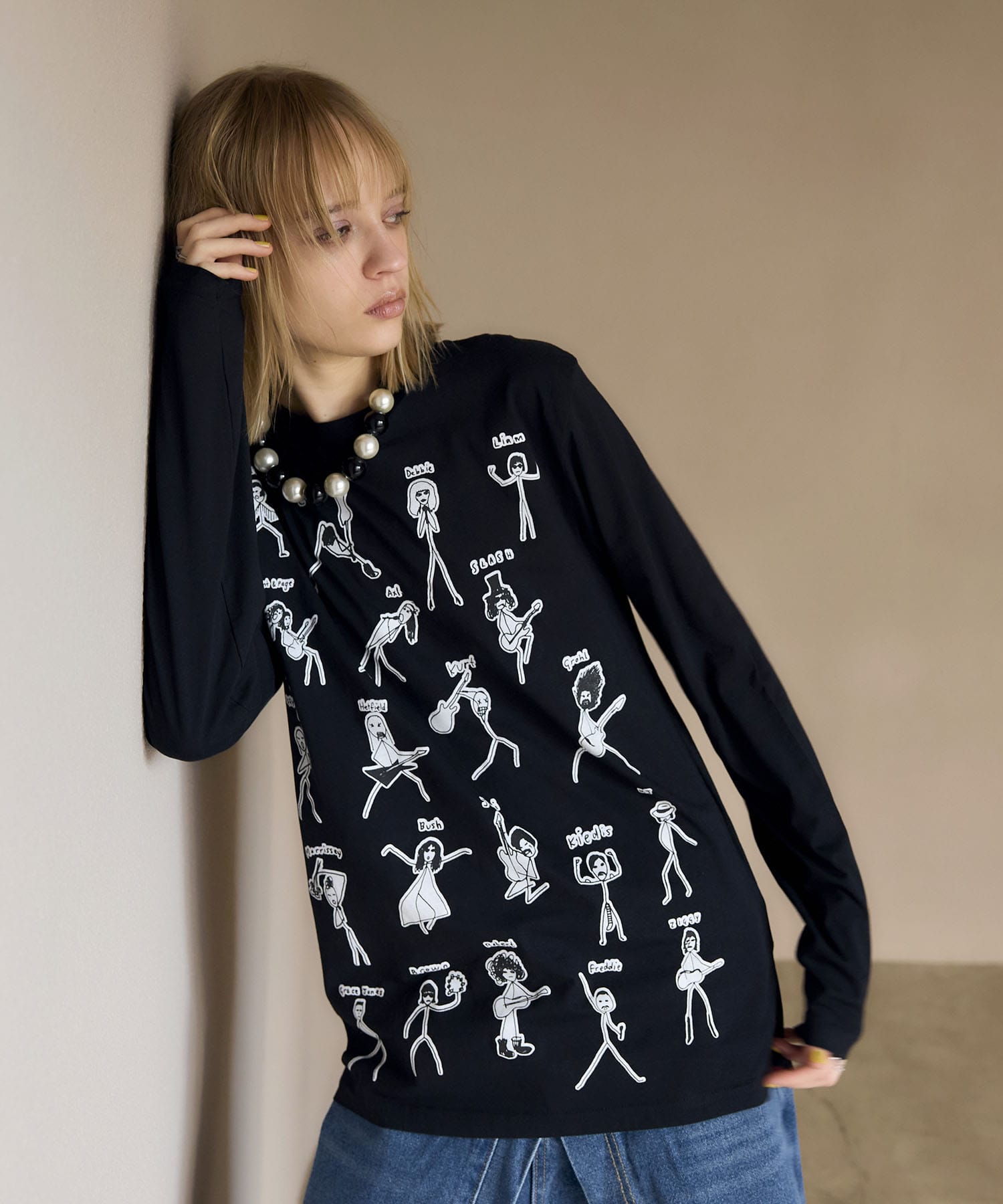 【BLACK SCORE】STICKMEN ROCK UNISEX ロングTシャツ