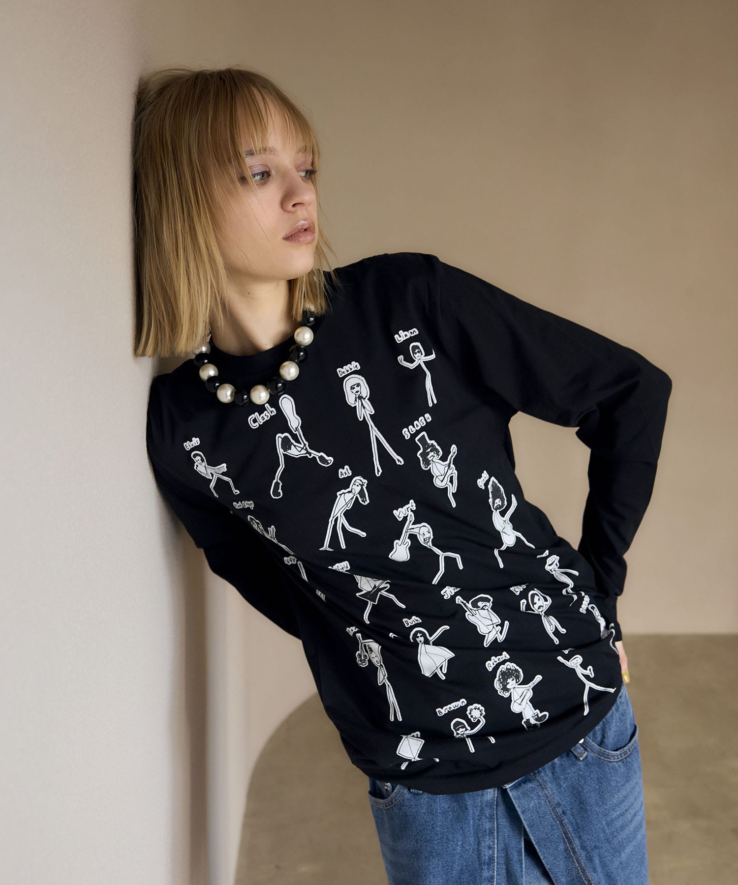 【BLACK SCORE】STICKMEN ROCK UNISEX ロングTシャツ