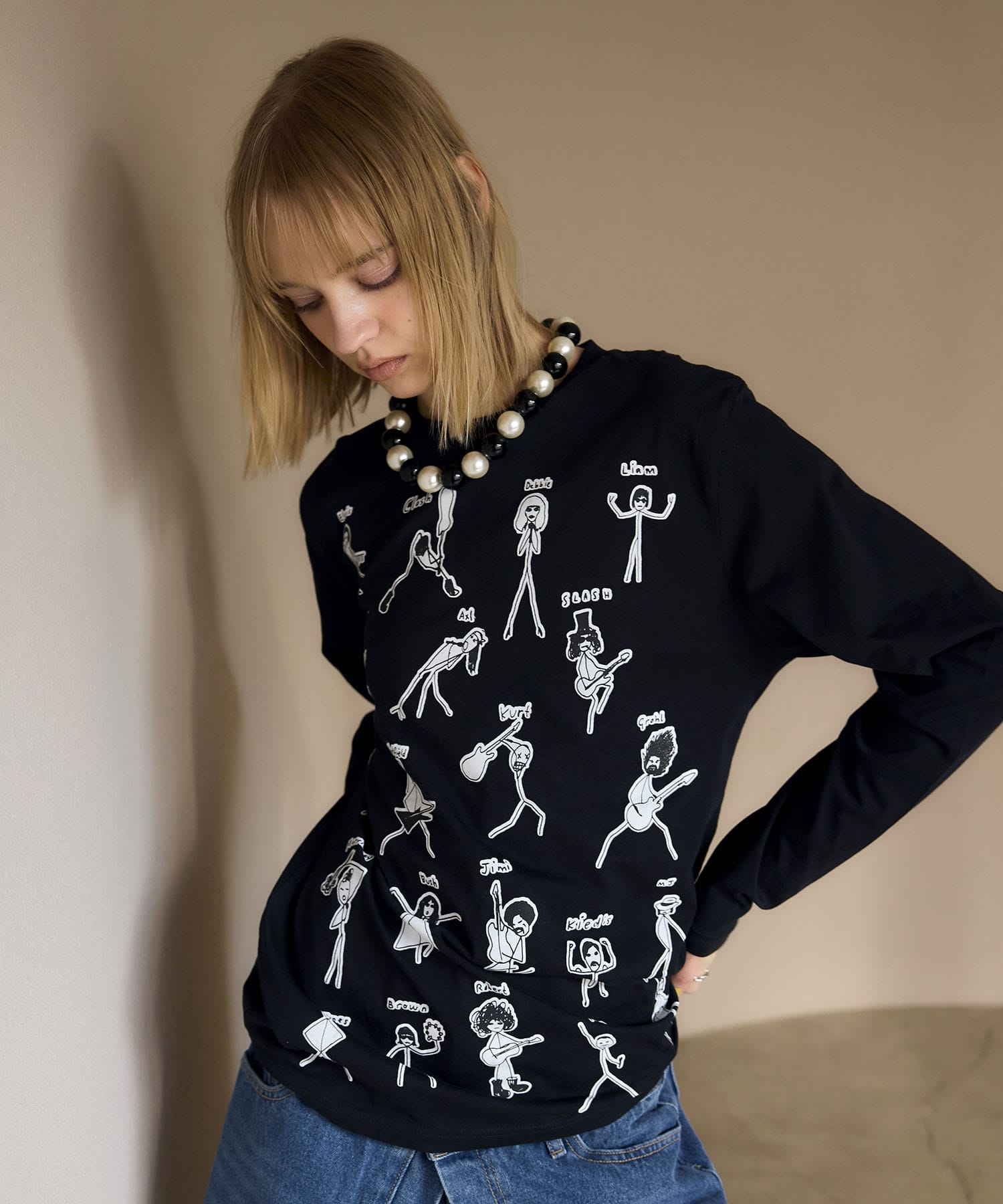 【BLACK SCORE】STICKMEN ROCK UNISEX ロングTシャツ