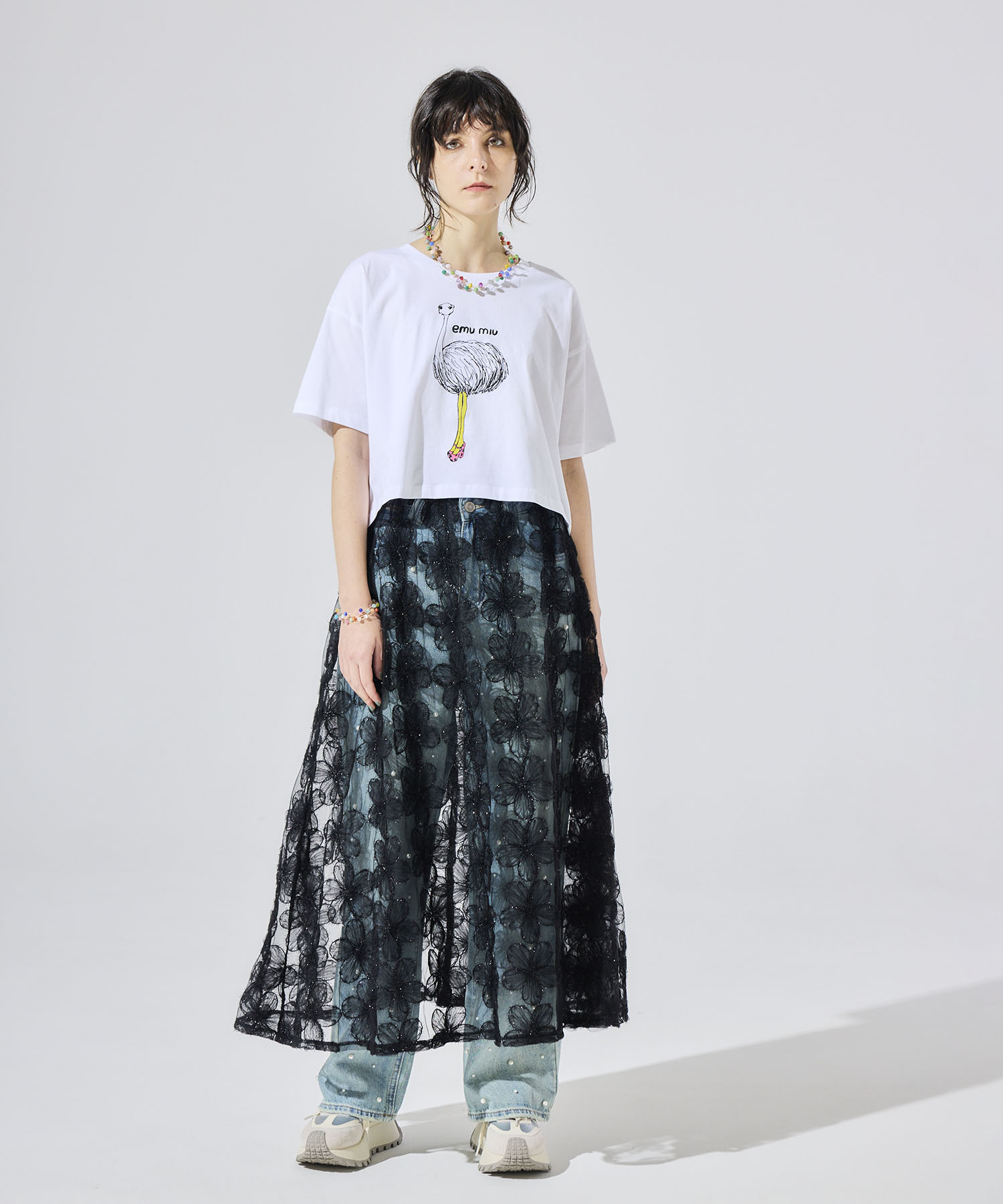 【BLACK SCORE】EMU MIU クロップドTシャツ
