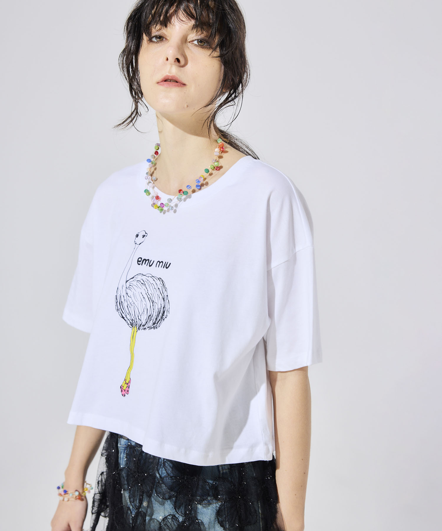 【BLACK SCORE】EMU MIU クロップドTシャツ