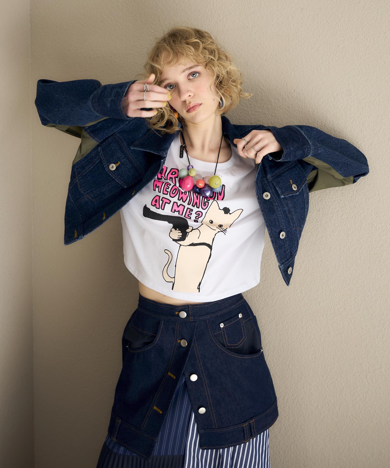 【BLACK SCORE】TAXI CAT　クロップドTシャツ