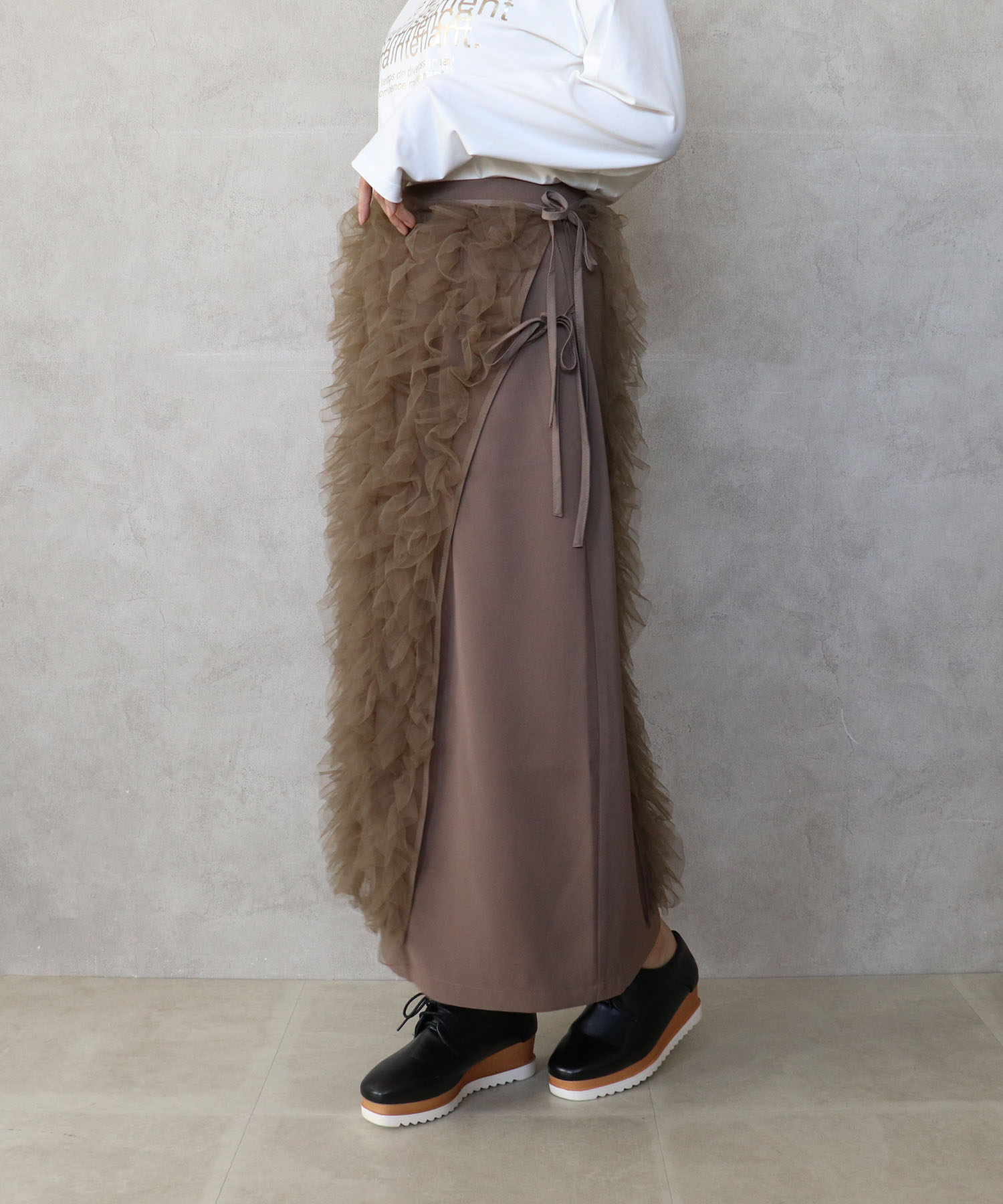 ナロー×チュールラップセットスカート