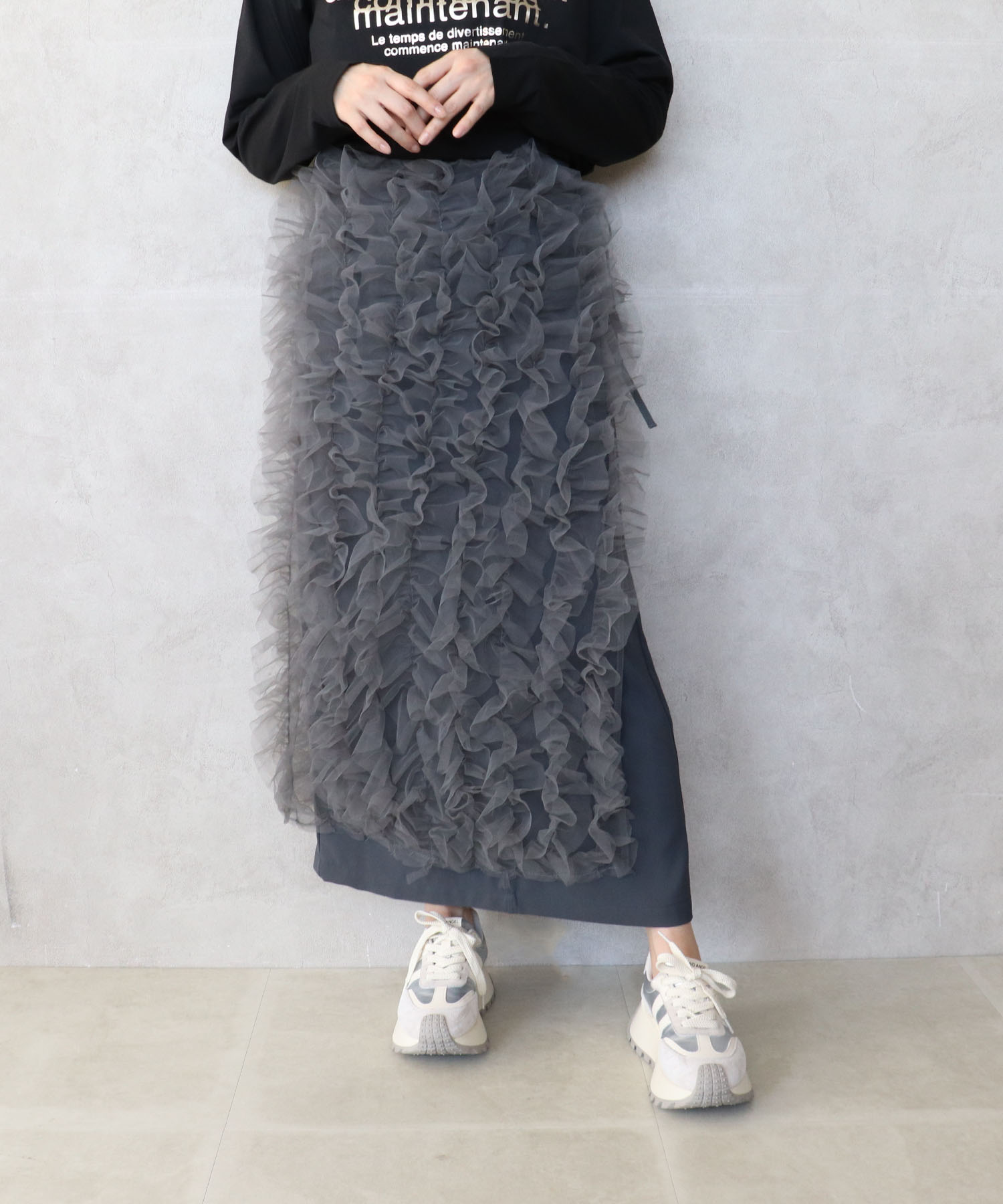 ナロー×チュールラップセットスカート