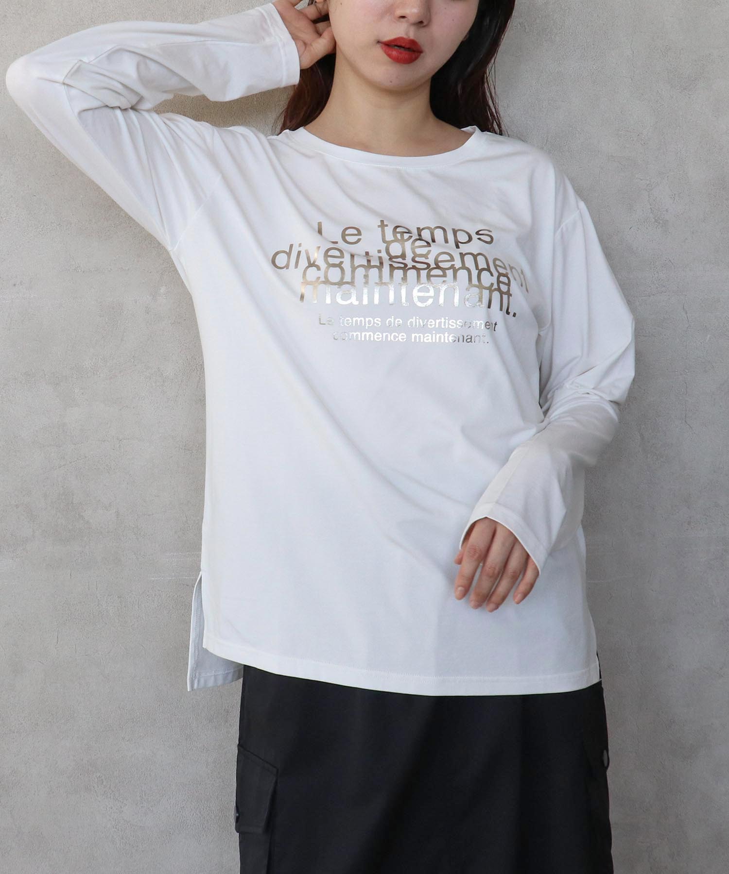 メタリックロゴ箔プリントTシャツ