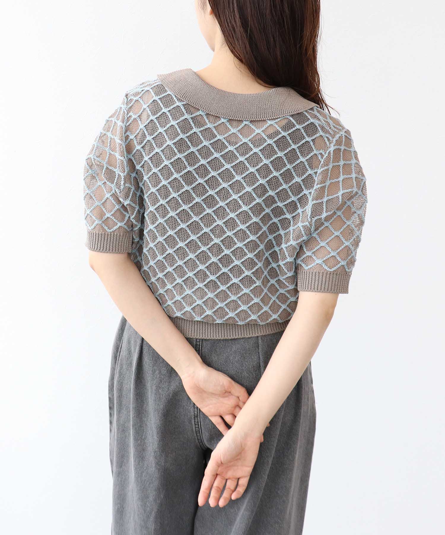 ダイヤジャガード５分袖プルオーバー