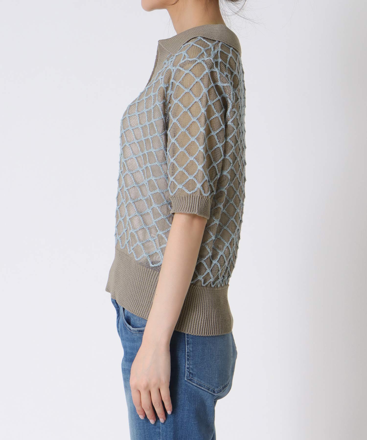 ダイヤジャガード５分袖プルオーバー