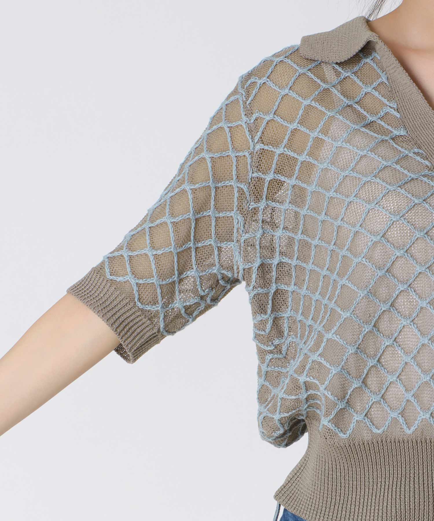 ダイヤジャガード５分袖プルオーバー