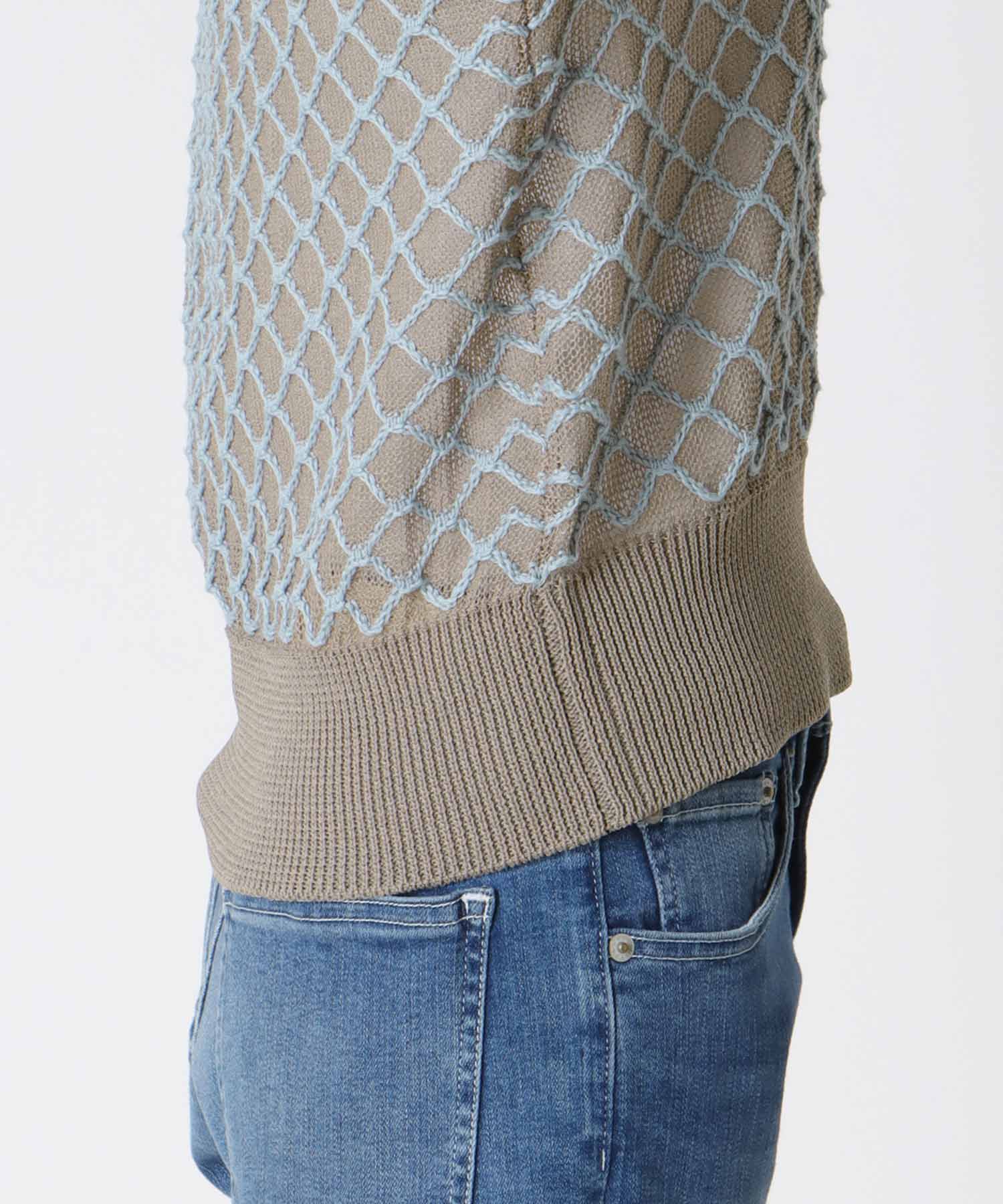 ダイヤジャガード５分袖プルオーバー