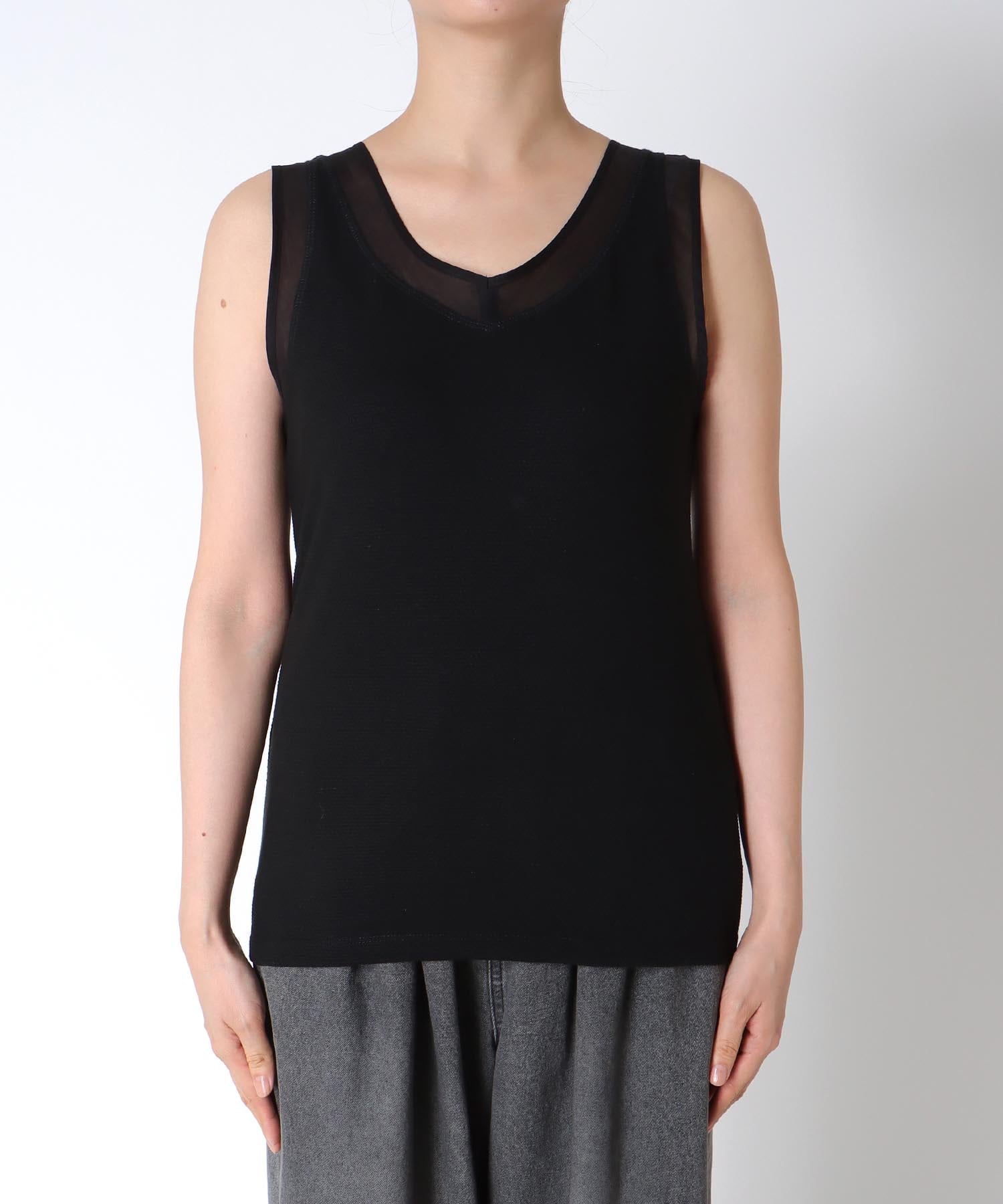 ラッセルシアー切替両前タンクトップ