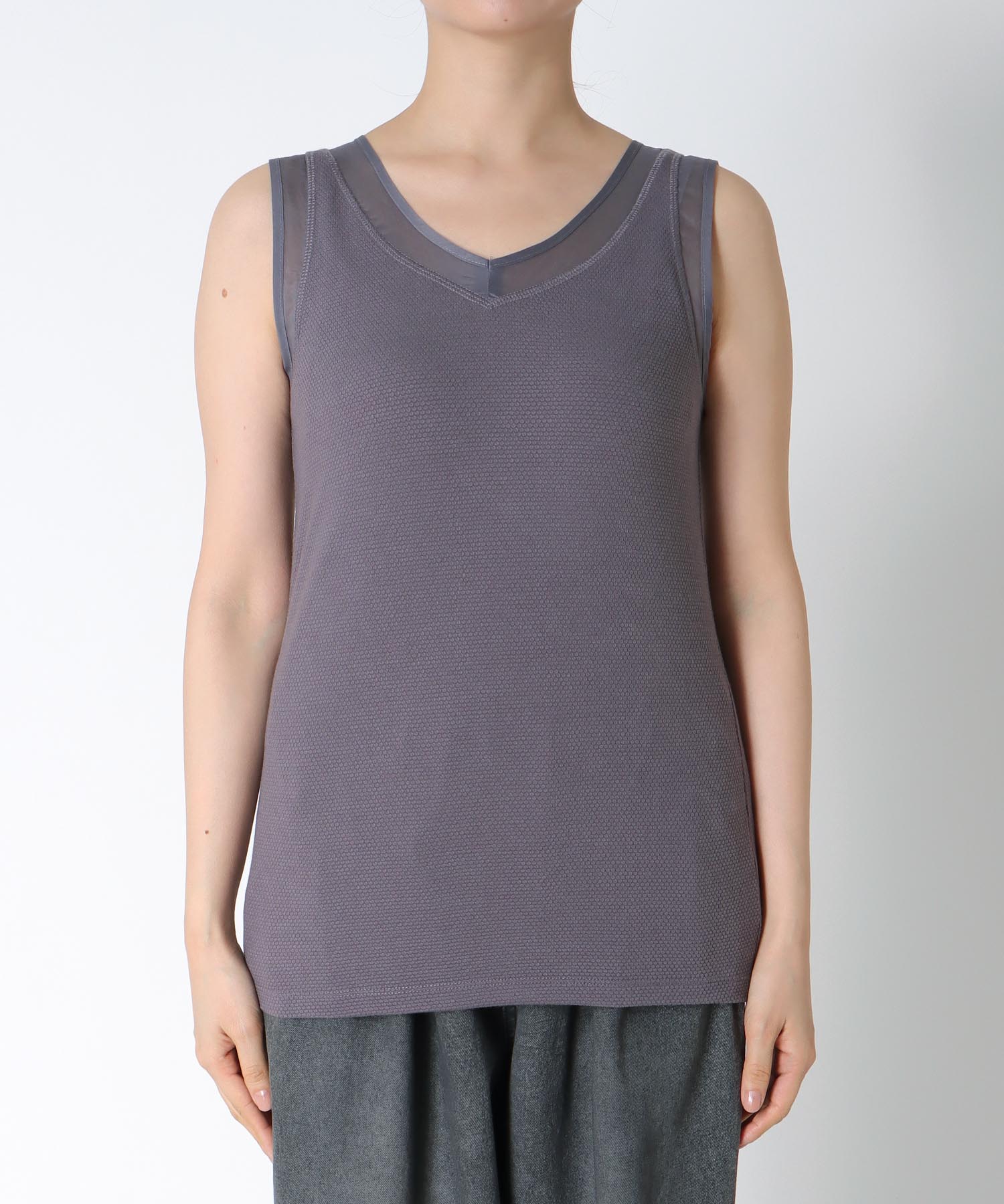 ラッセルシアー切替両前タンクトップ