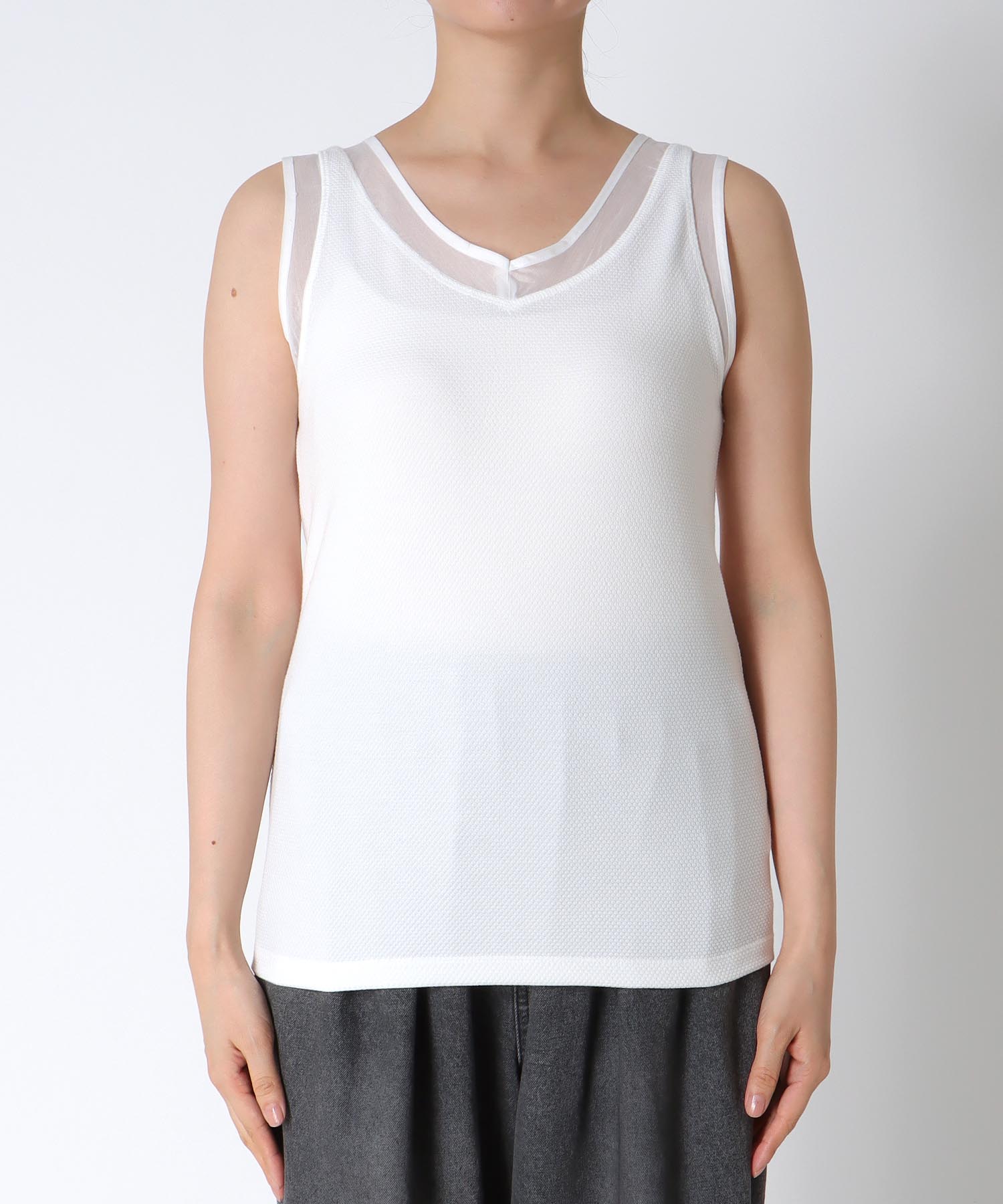 ラッセルシアー切替両前タンクトップ