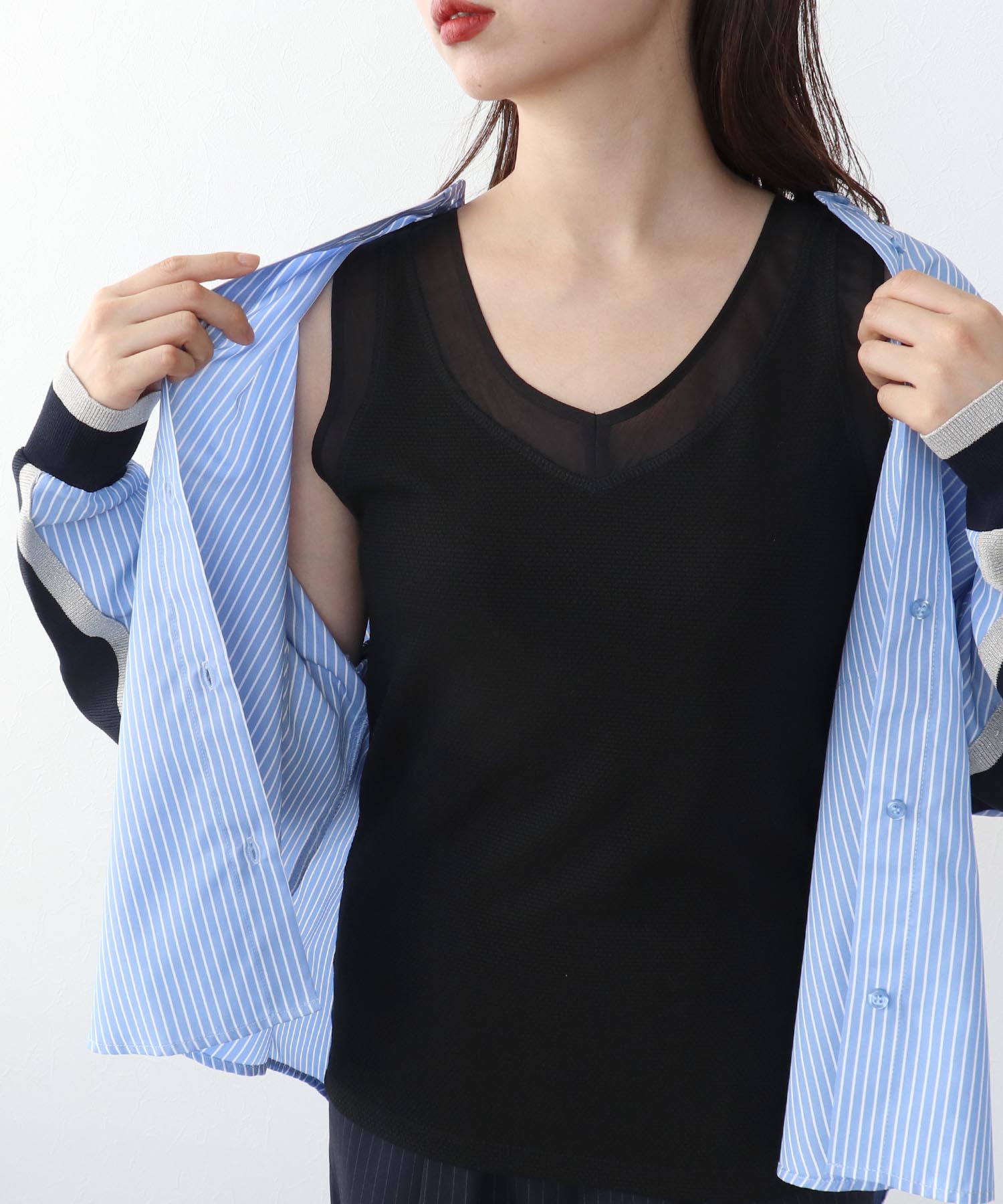 ラッセルシアー切替両前タンクトップ