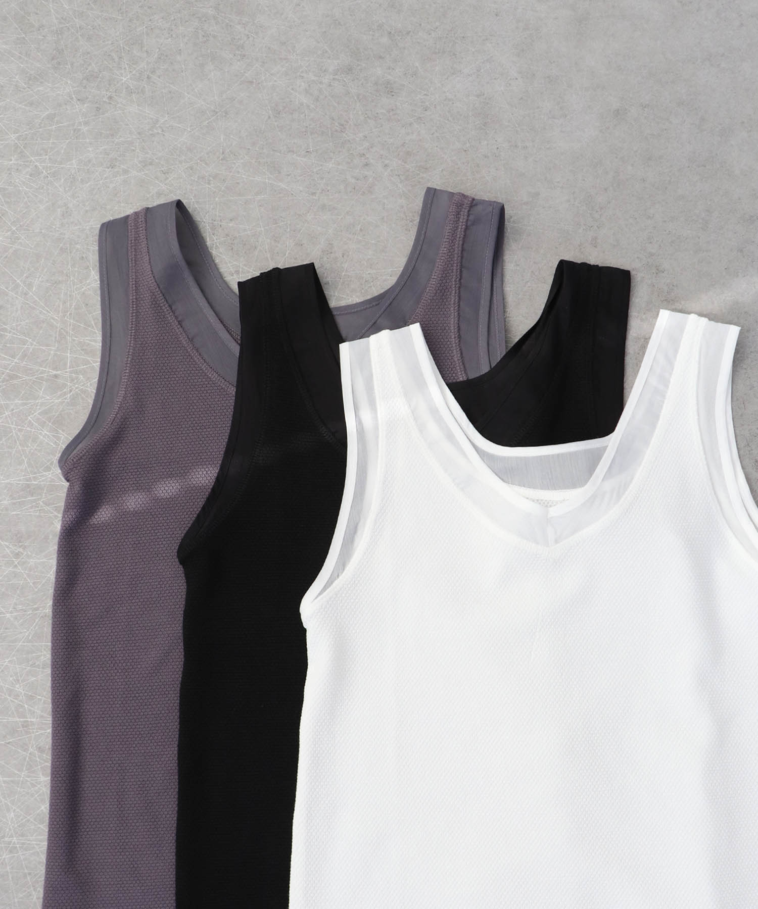 ラッセルシアー切替両前タンクトップ