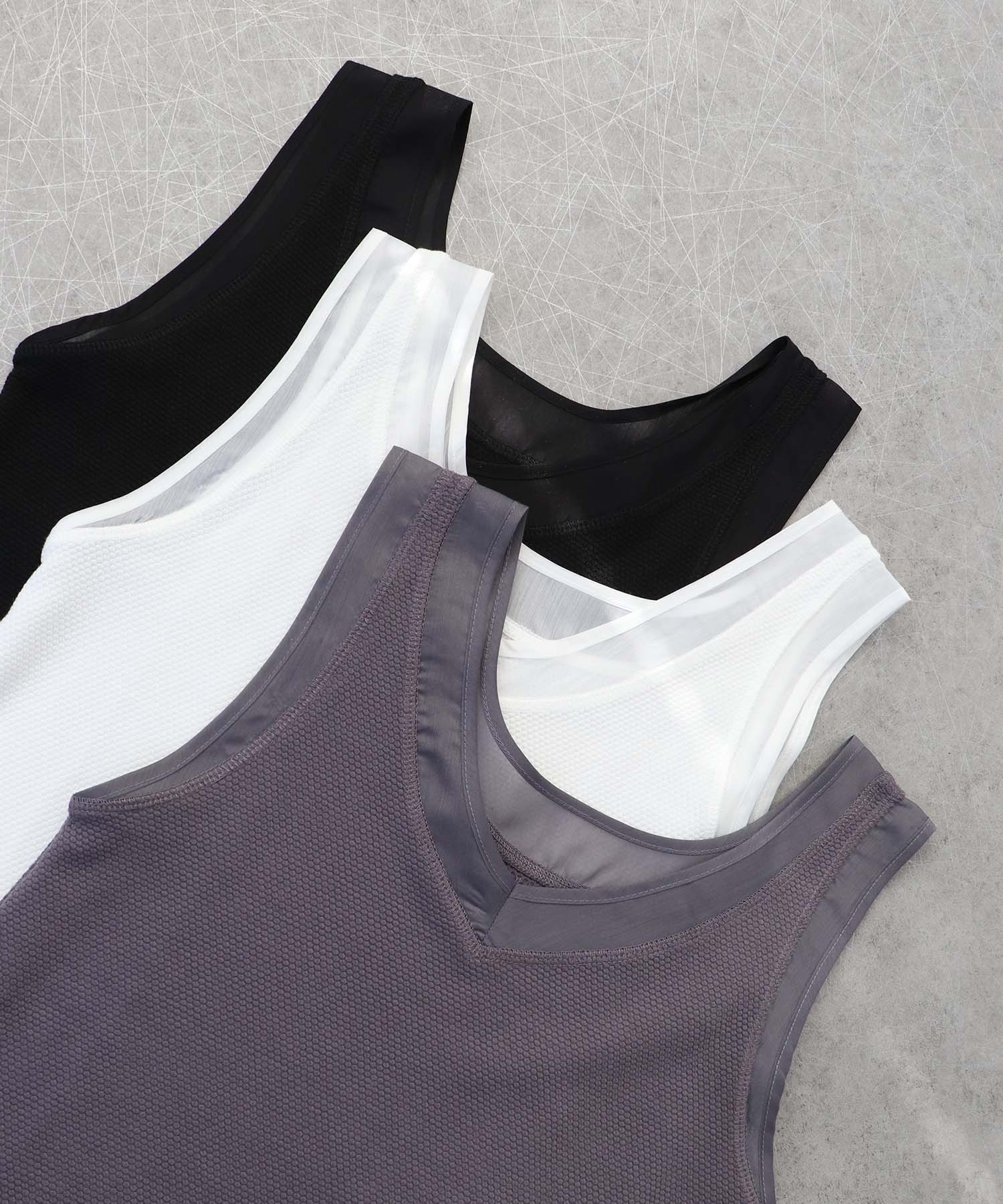 ラッセルシアー切替両前タンクトップ