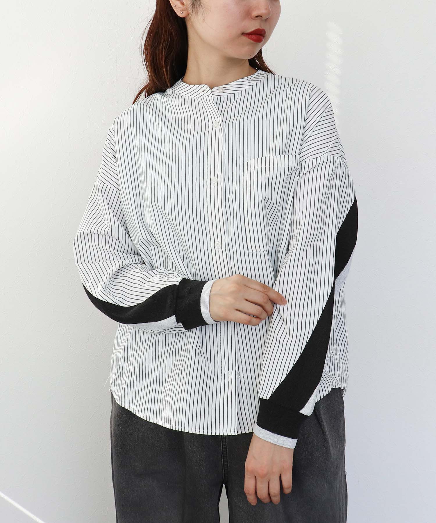 Backヨークテープシャツブラウス