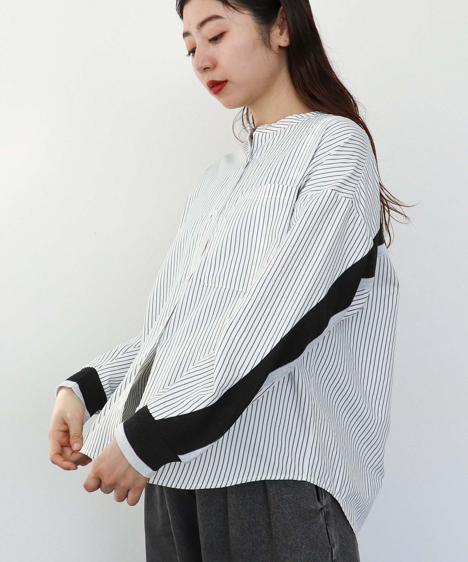 Backヨークテープシャツブラウス