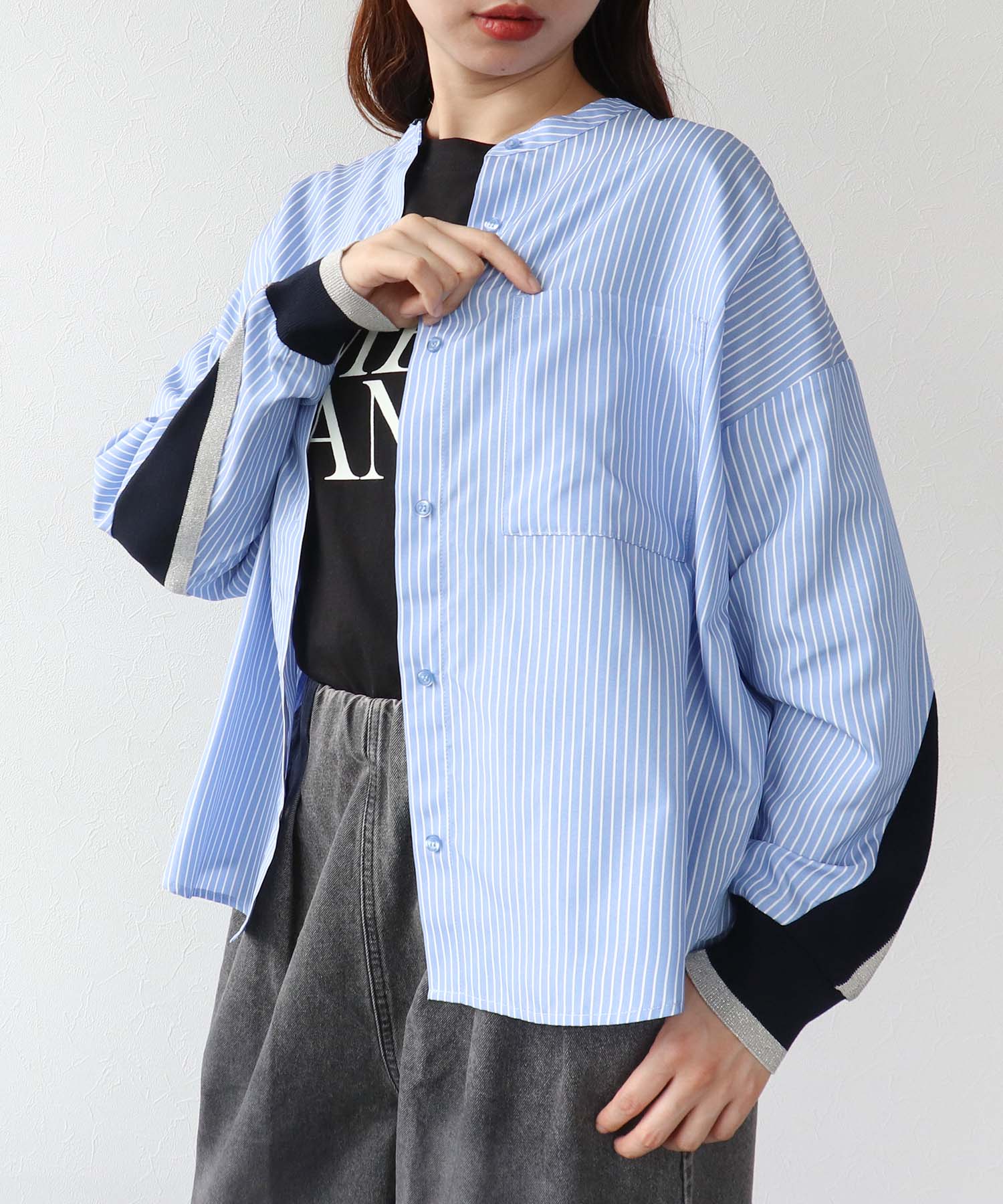 Backヨークテープシャツブラウス