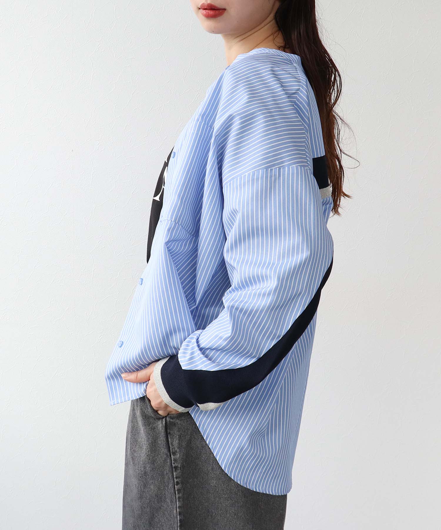 Backヨークテープシャツブラウス