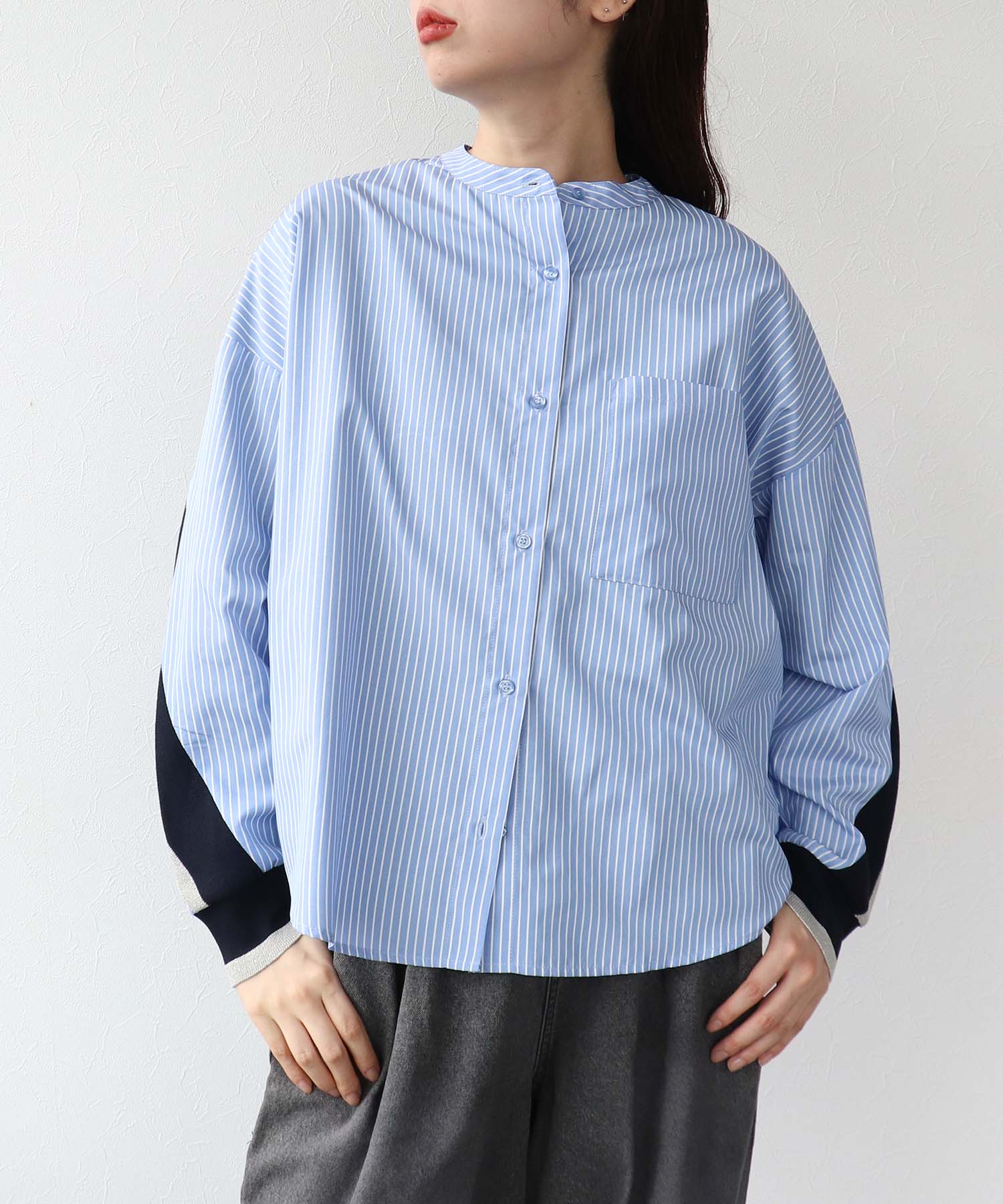 Backヨークテープシャツブラウス