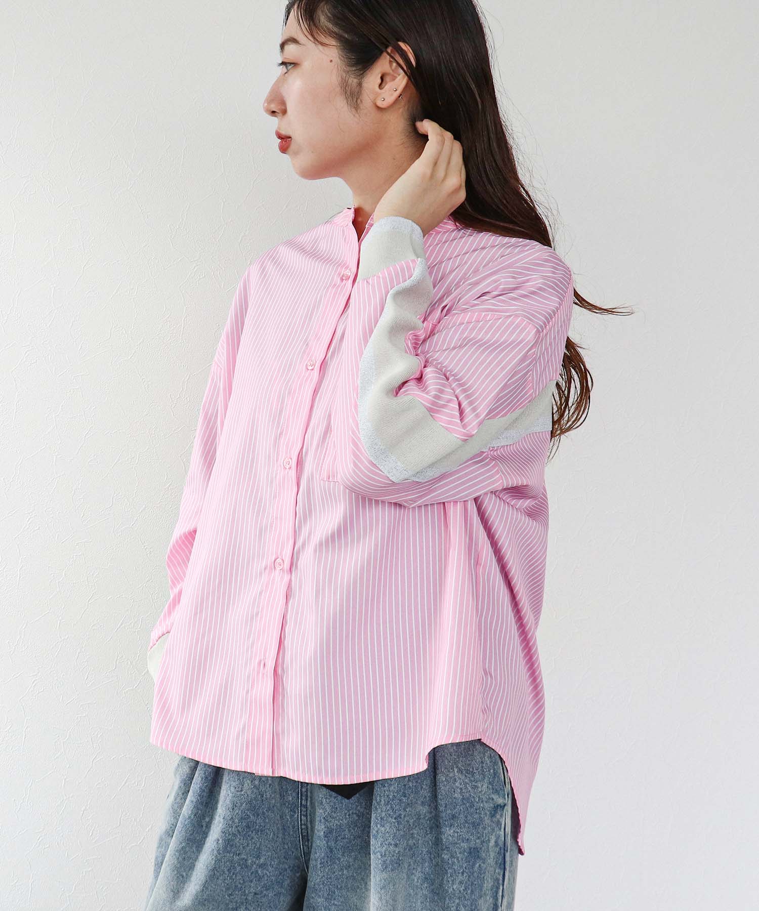 Backヨークテープシャツブラウス