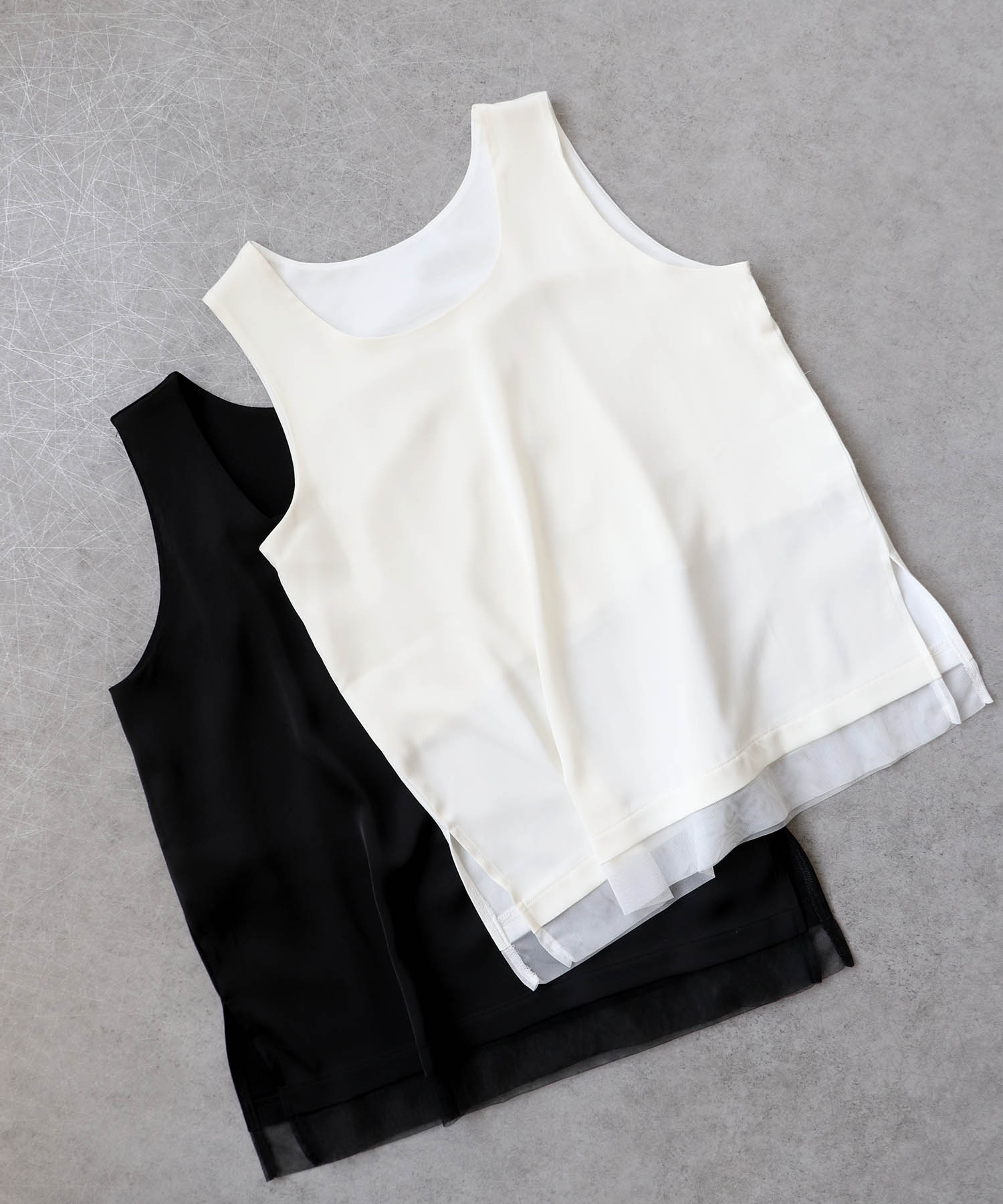 サテン×スムース両前タンク