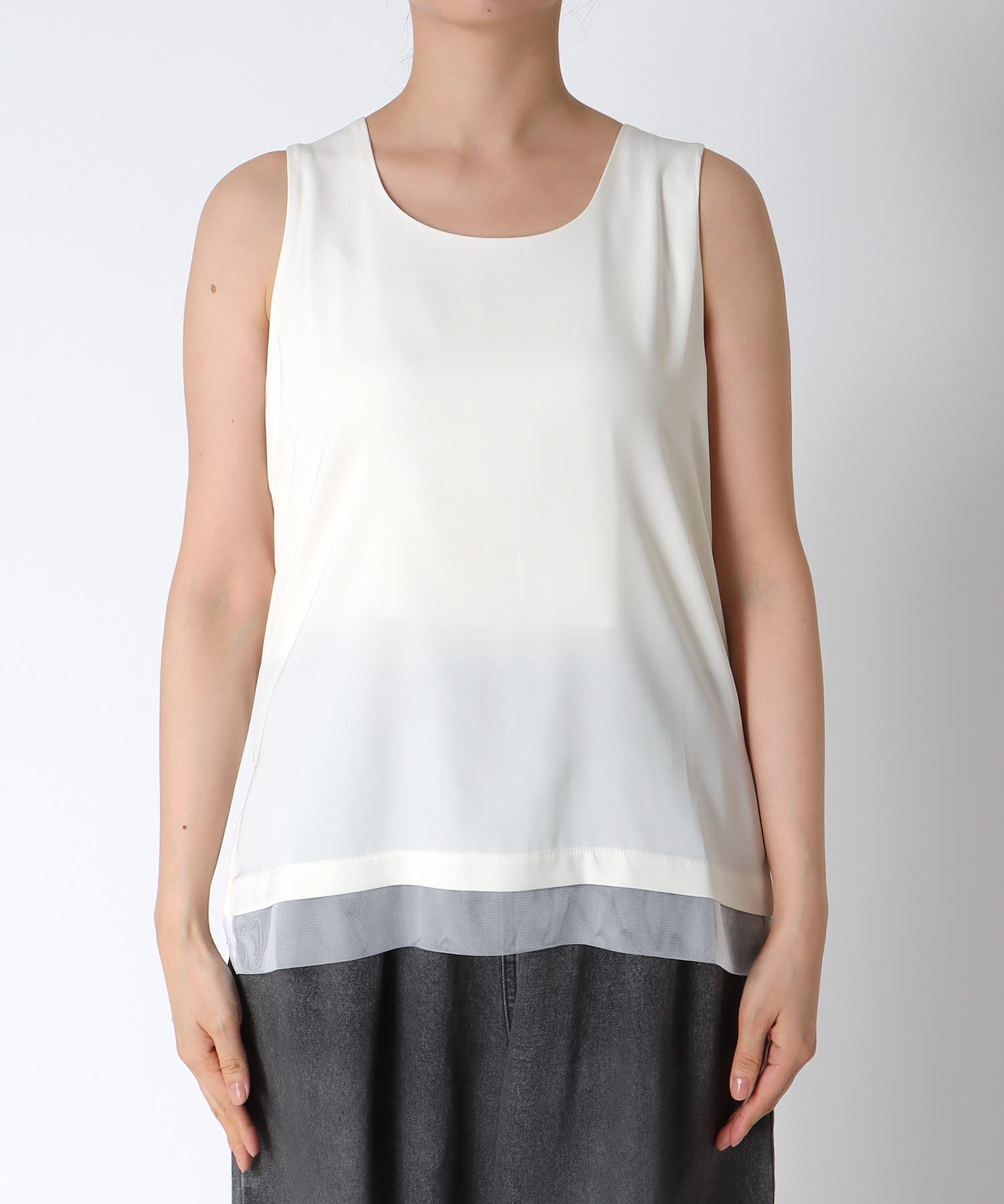 サテン×スムース両前タンク