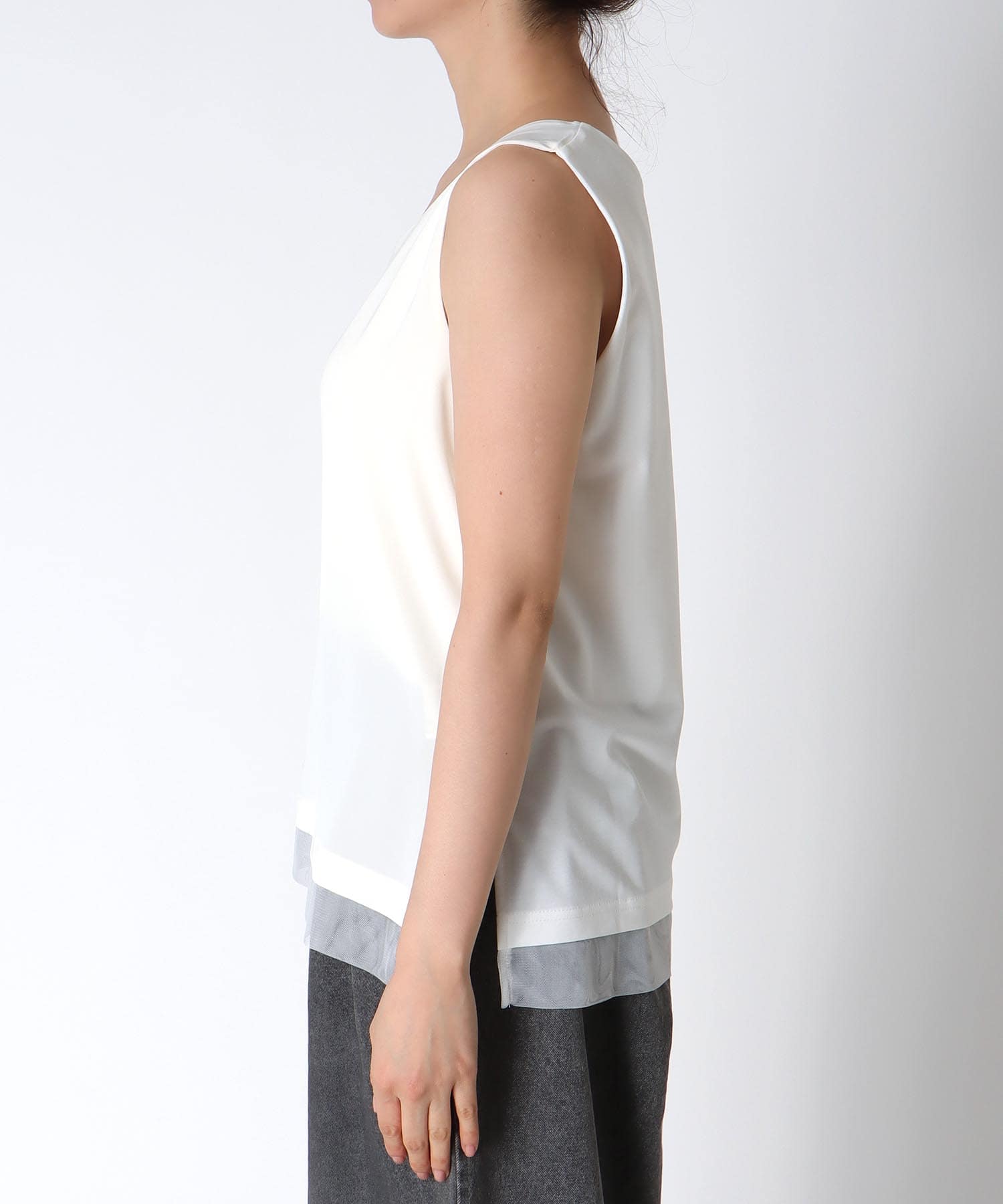 サテン×スムース両前タンク