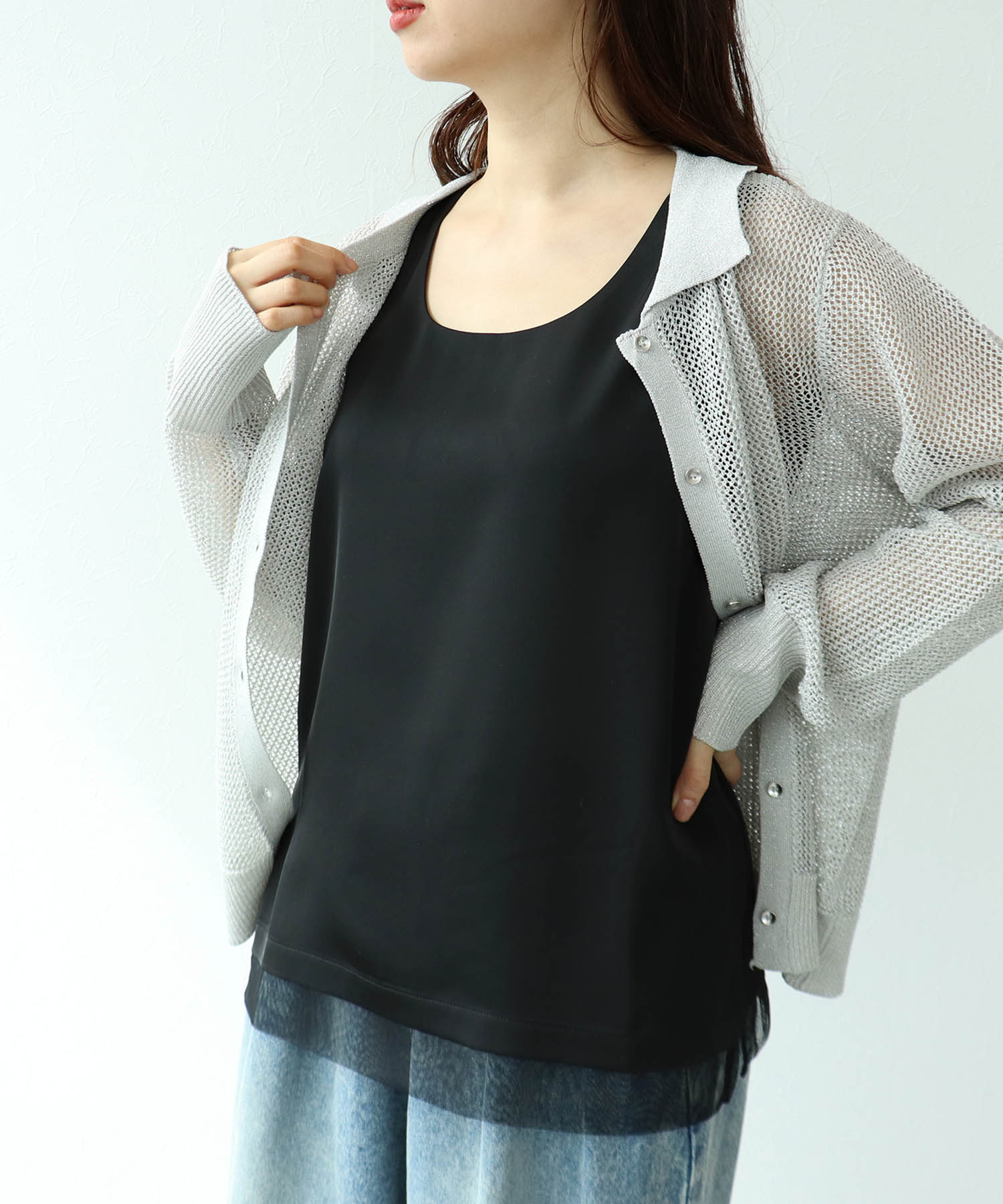 サテン×スムース両前タンク