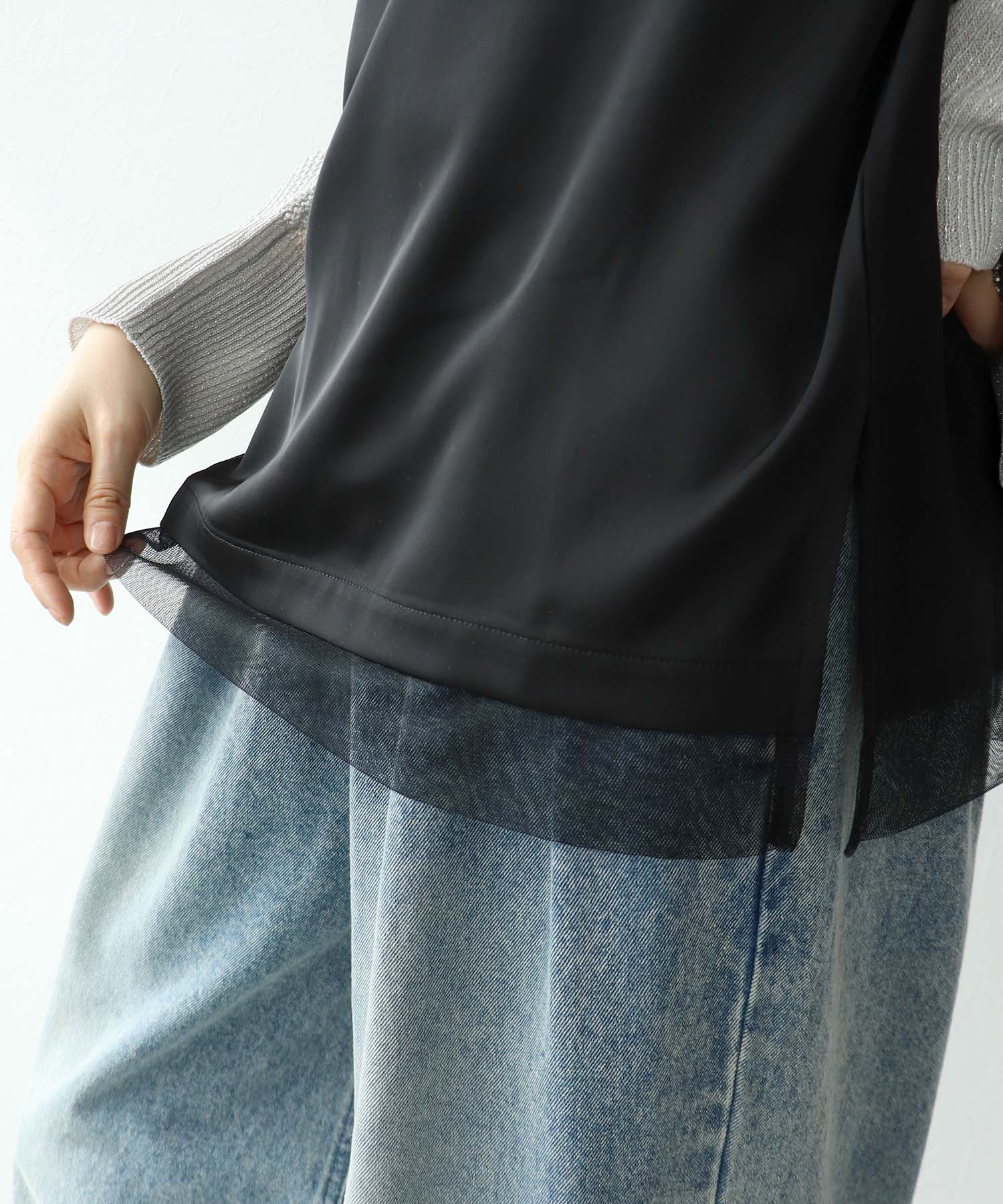 サテン×スムース両前タンク