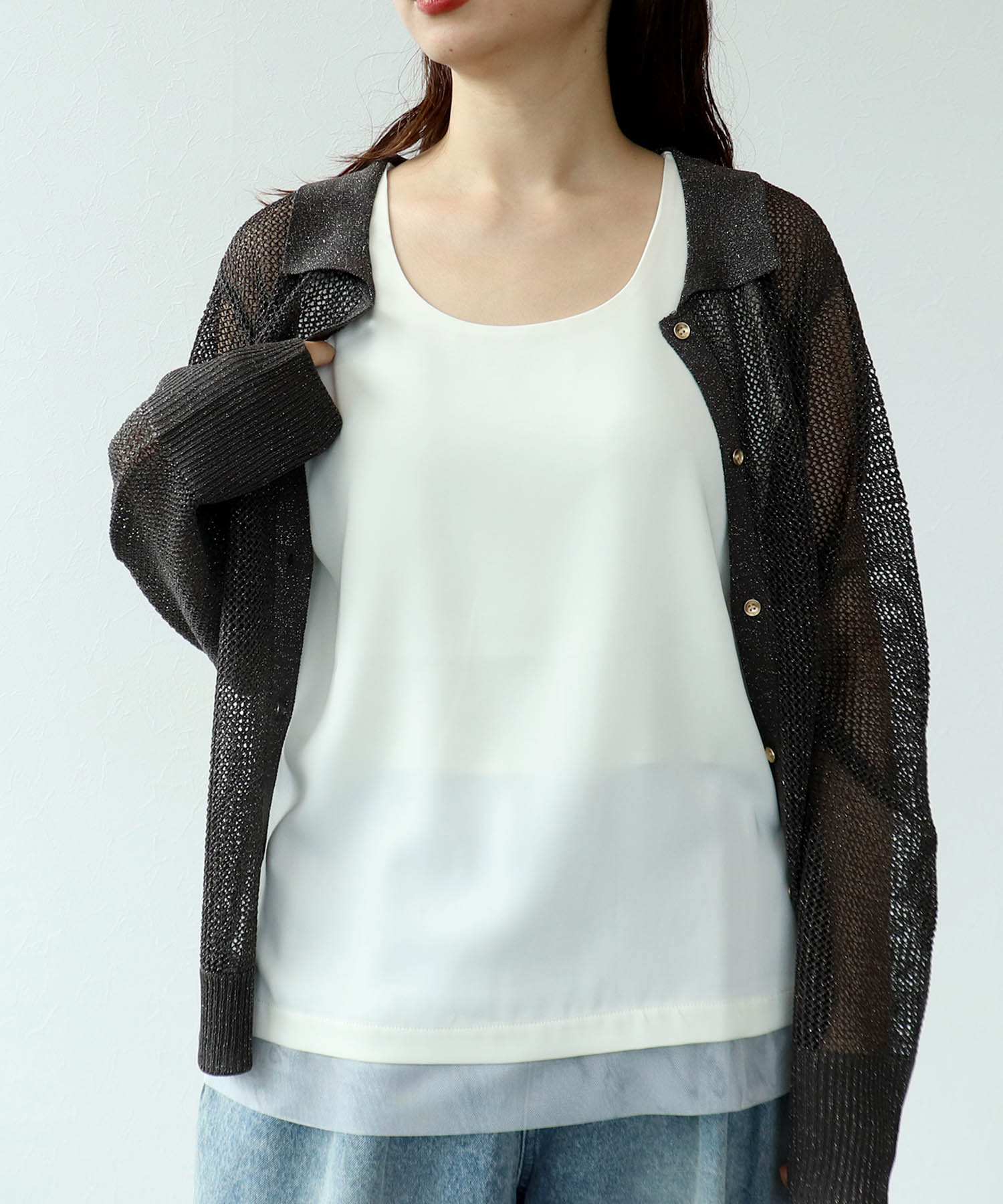 サテン×スムース両前タンク