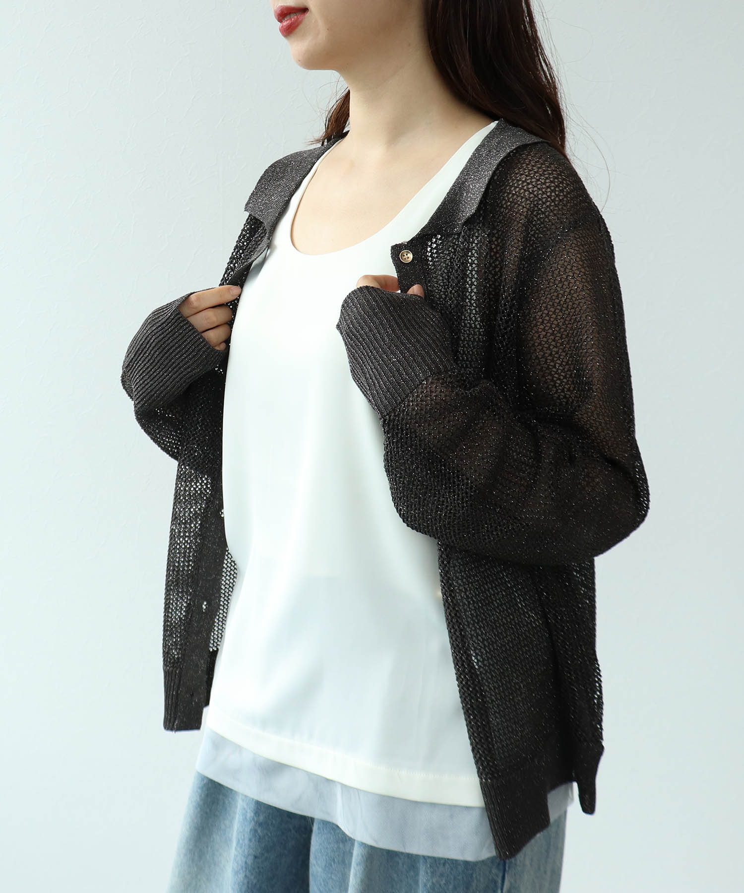 サテン×スムース両前タンク