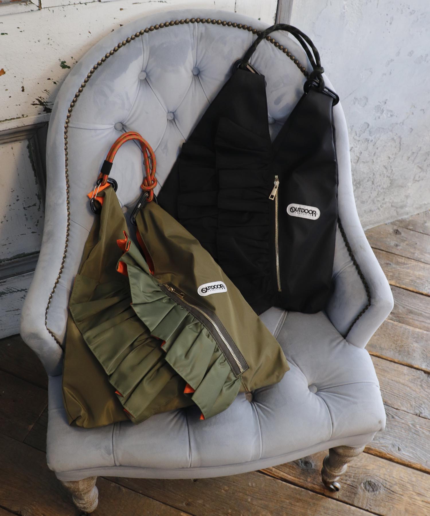 【RISLEY×OUTDOOER PRODUCTS】ティアードフリルバッグ