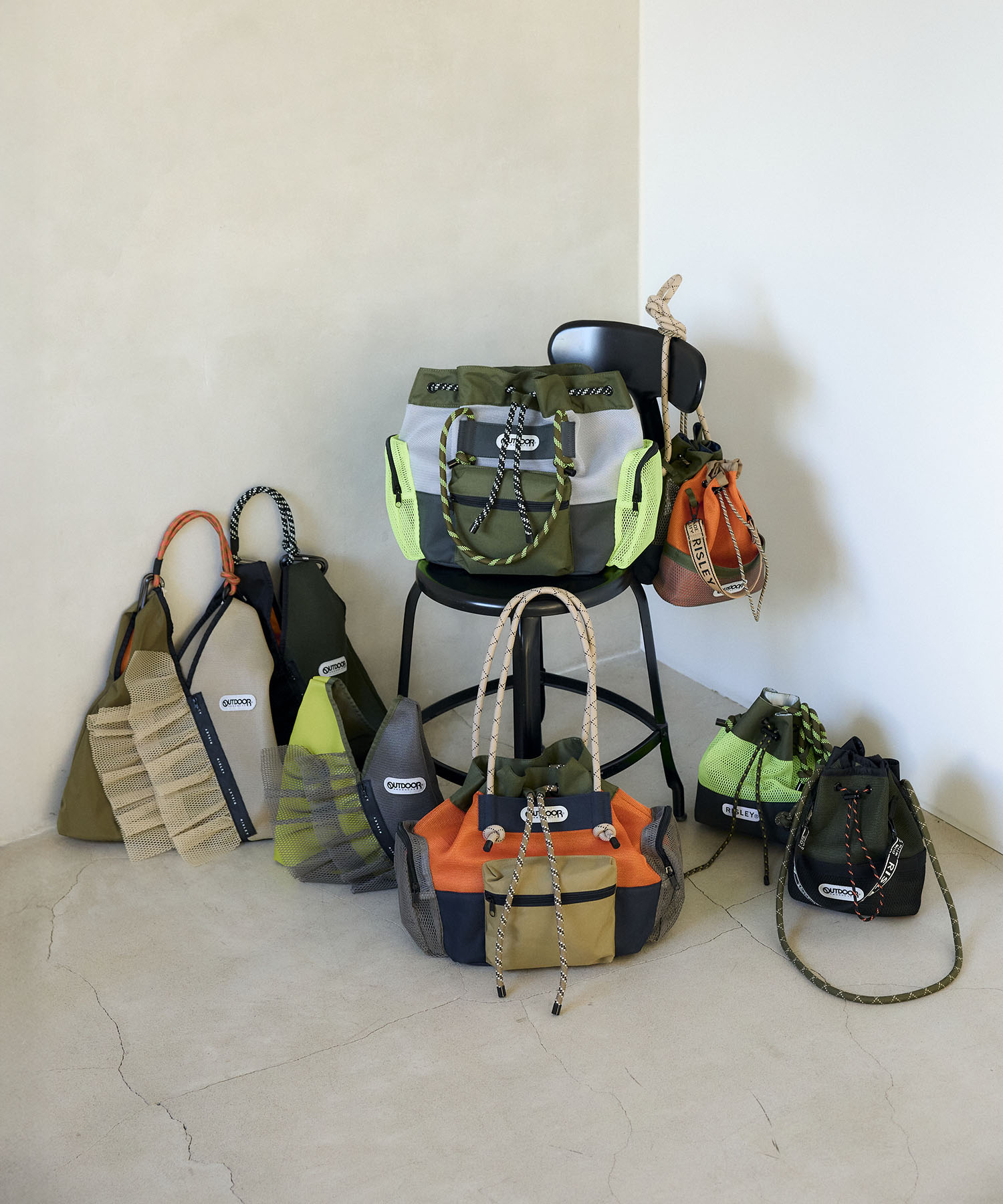 【RISLEY×OUTDOOR PRODUCTS】miniトライアングルフリルメッシュバッグ