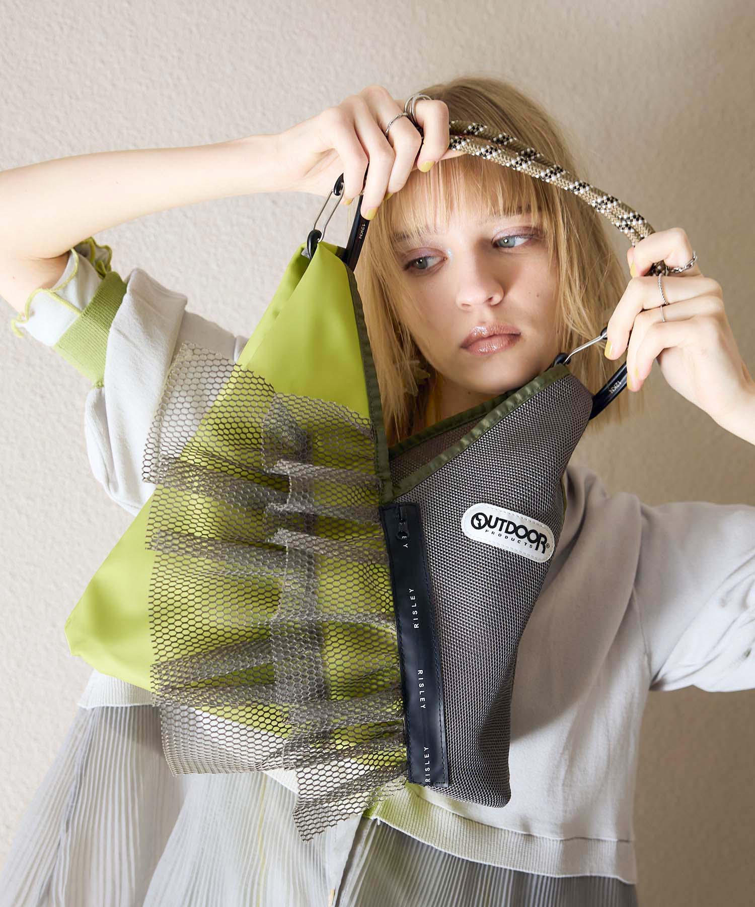 【RISLEY×OUTDOOR PRODUCTS】miniトライアングルフリルメッシュバッグ