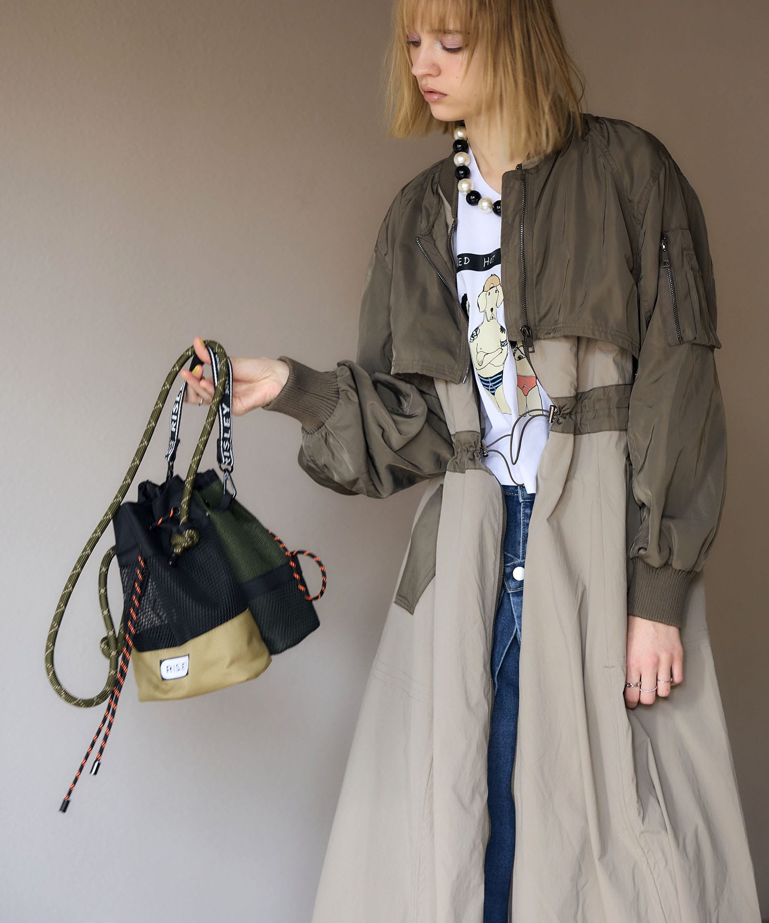 【RISLEY×OUTDOOR PRODUCTS】メッシュＷポシェットバッグ