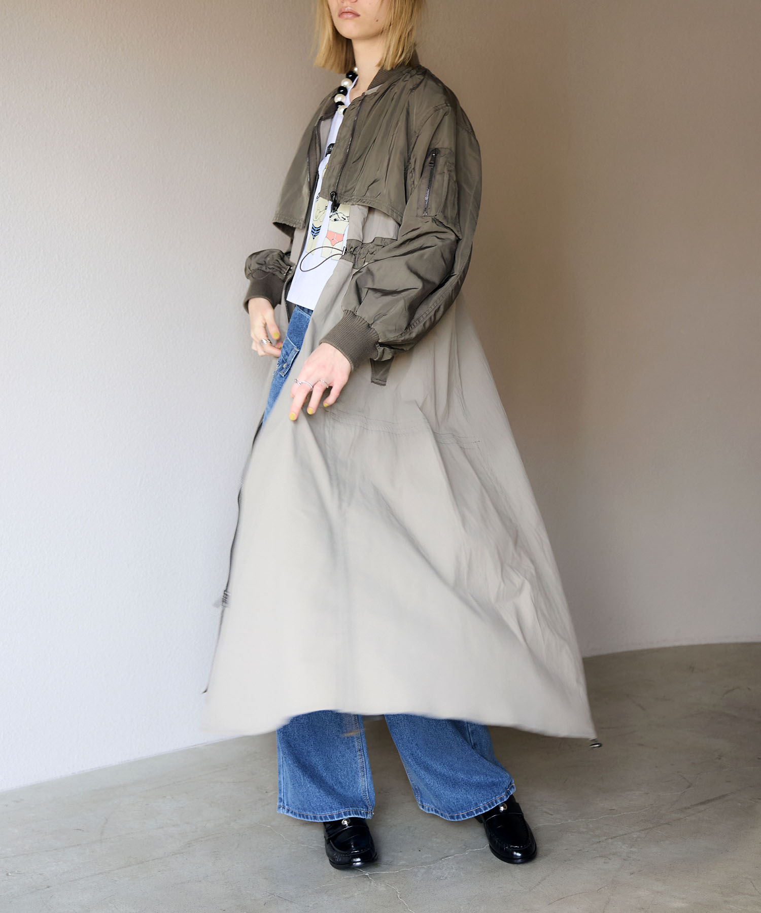 【RISLEY】肩掛けレイヤードコート